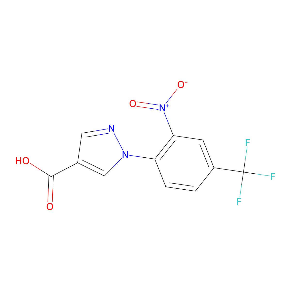1-[2-nitro-4-(trifluoromethyl)phenyl]-1H-pyrazole-4-carboxylic acid molecular structure, CAS 1006952-22-2