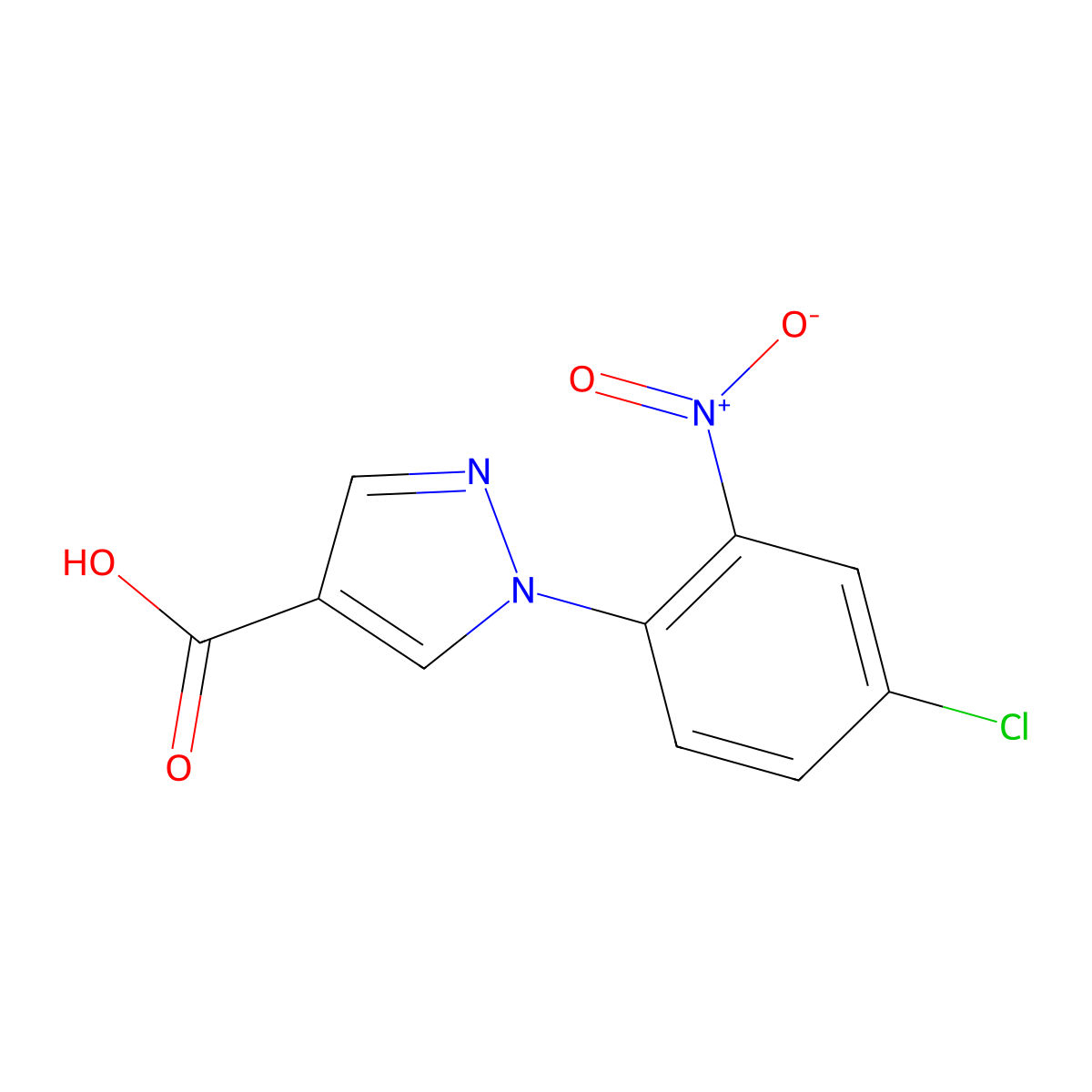 1-(4-chloro-2-nitrophenyl)-1H-pyrazole-4-carboxylic acid molecular structure, CAS 1006952-38-0