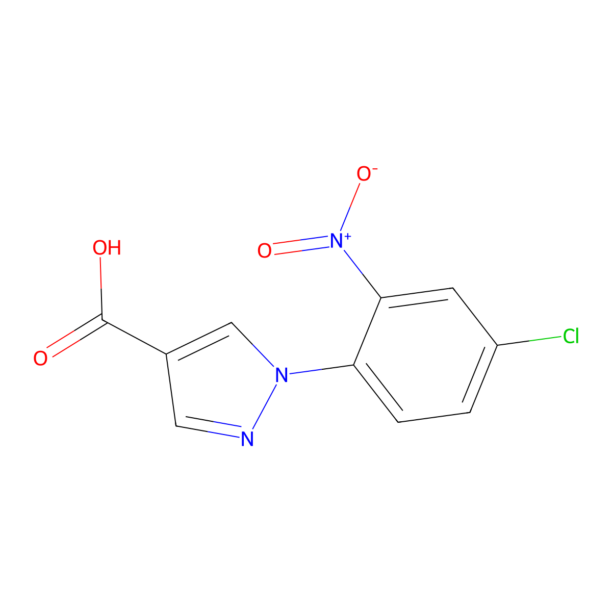 1-(4-chloro-2-nitrophenyl)-1H-pyrazole-4-carboxylic acid molecular structure, CAS 1006952-38-0