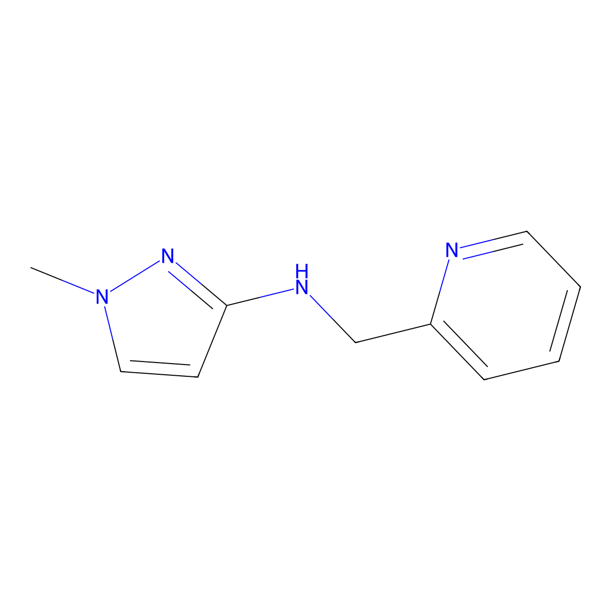 1-Methyl-N-(pyridin-2-ylmethyl)-1H-pyrazol-3-amine molecular structure, CAS 1006952-66-4