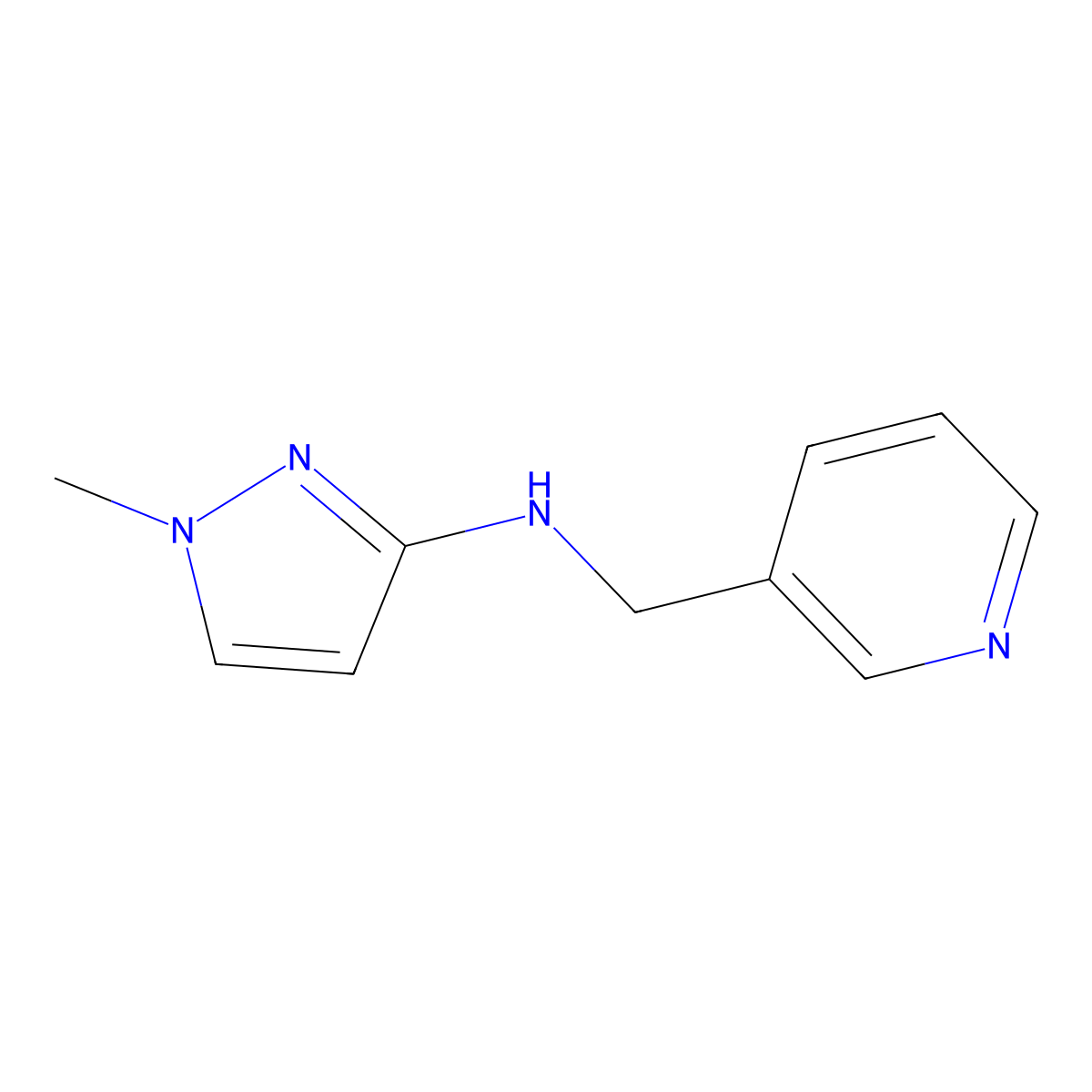 1-Methyl-N-(pyridin-3-ylmethyl)-1H-pyrazol-3-amine molecular structure, CAS 1006952-69-7