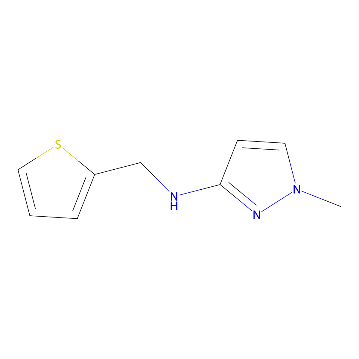 1-methyl-N-[(thiophen-2-yl)methyl]-1H-pyrazol-3-amine molecular structure, CAS 1006952-76-6