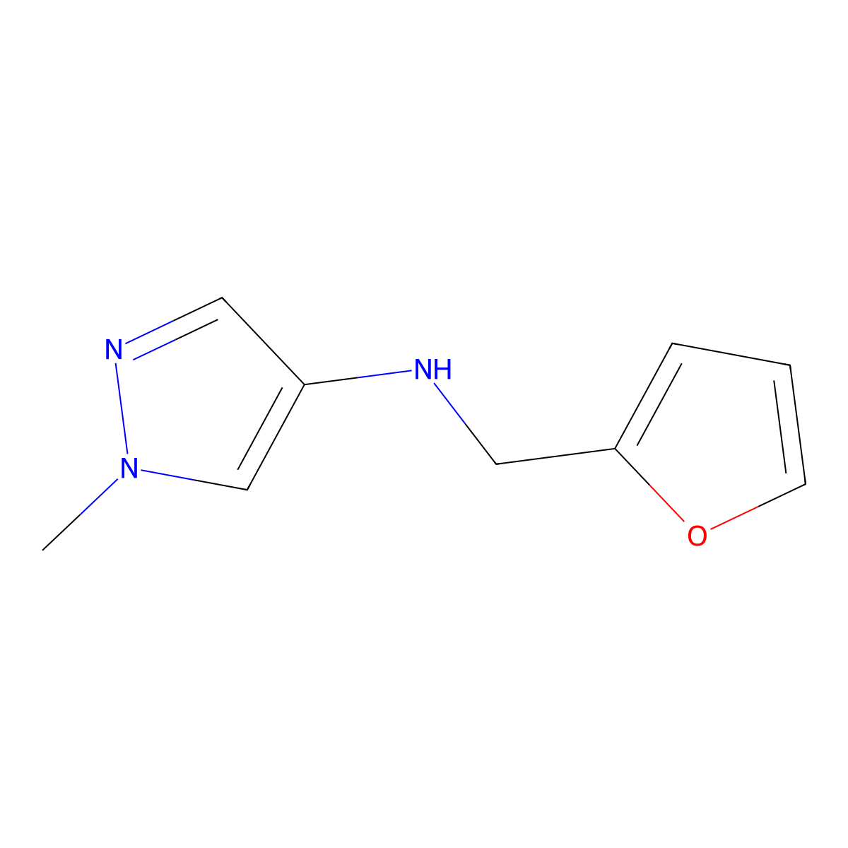 N-(furan-2-ylmethyl)-1-methyl-1H-pyrazol-4-amine molecular structure, CAS 1006952-87-9