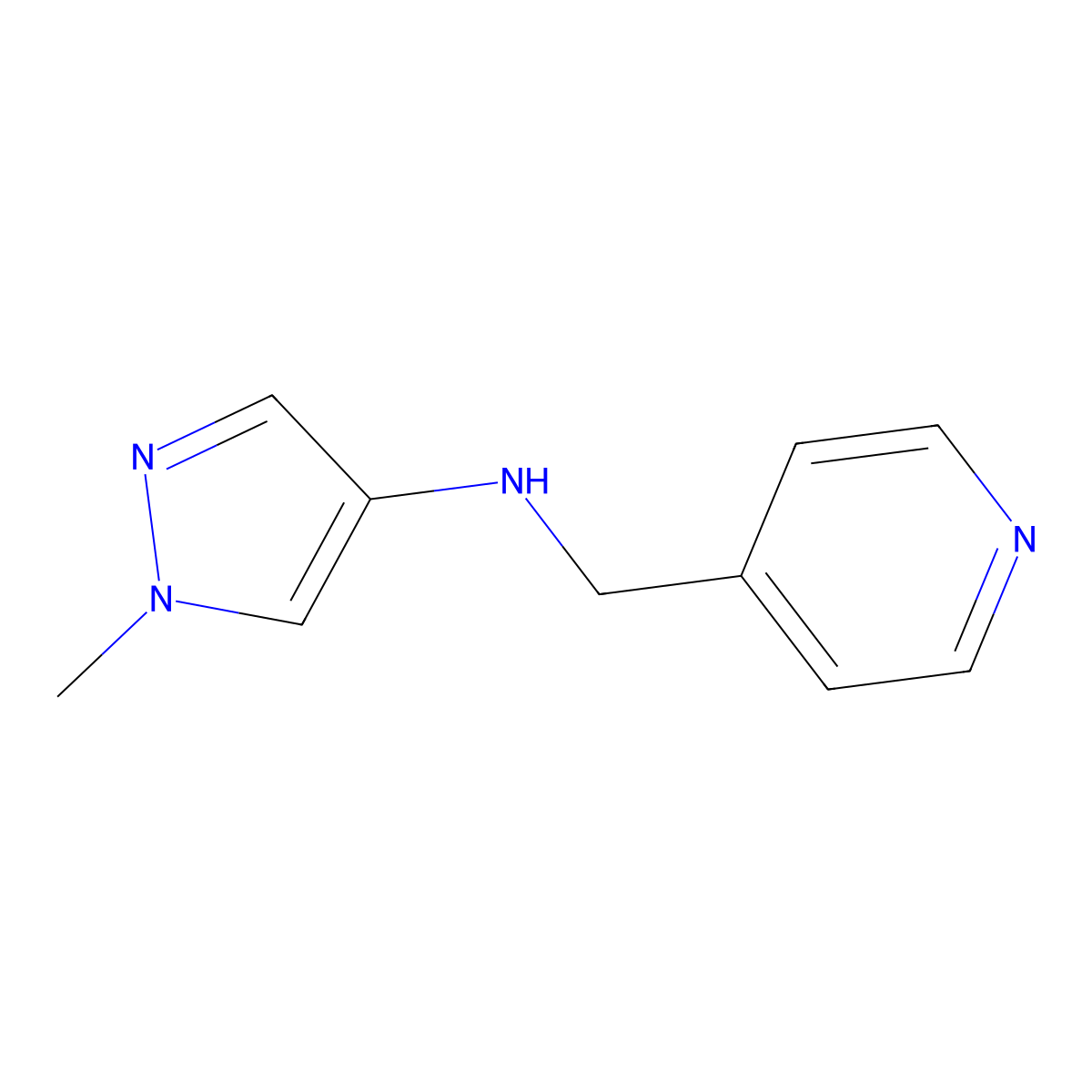 1-methyl-N-(pyridin-4-ylmethyl)-1H-pyrazol-4-amine molecular structure, CAS 1006952-91-5
