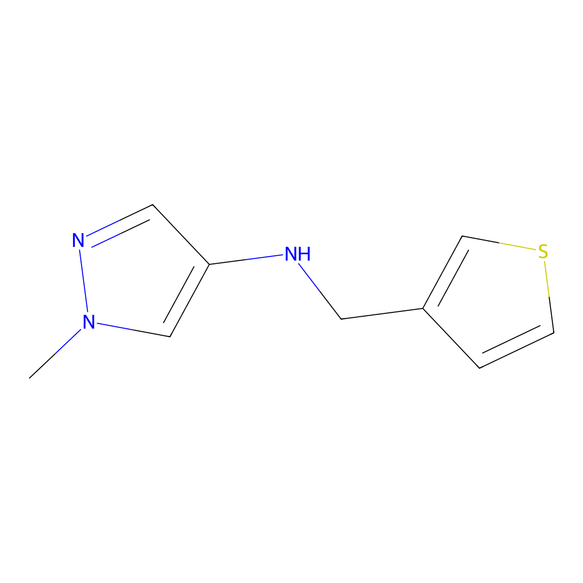 1-methyl-N-(thiophen-3-ylmethyl)-1H-pyrazol-4-amine molecular structure, CAS 1006953-00-9