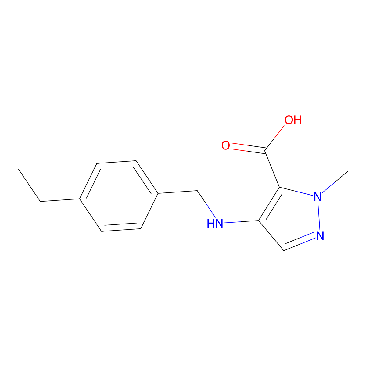 4-[(4-Ethylbenzyl)amino]-1-methyl-1H-pyrazole-5-carboxylic acid molecular structure, CAS 1006954-34-2