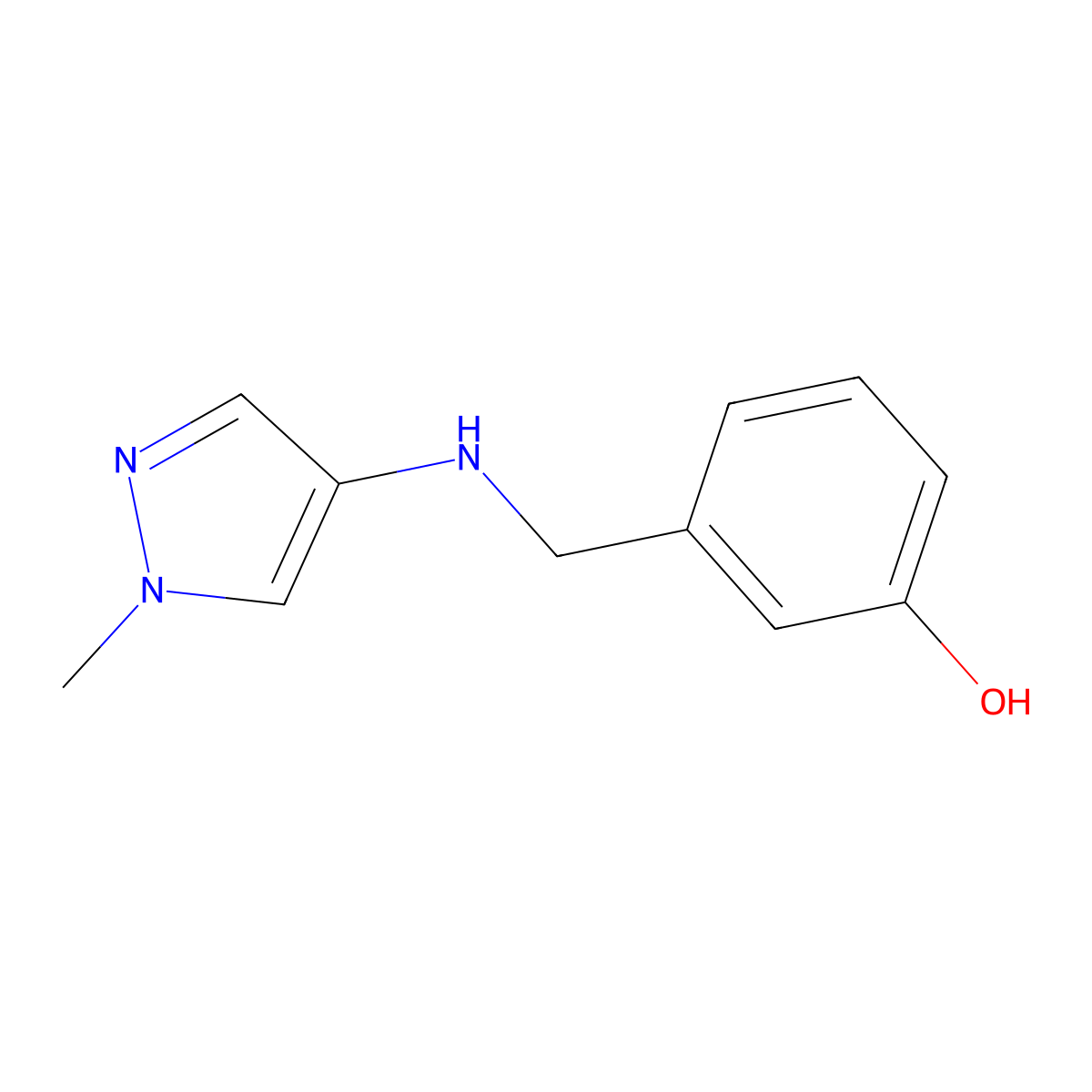 3-{[(1-Methyl-1H-pyrazol-4-YL)amino]methyl}phenol molecular structure, CAS 1006954-37-5