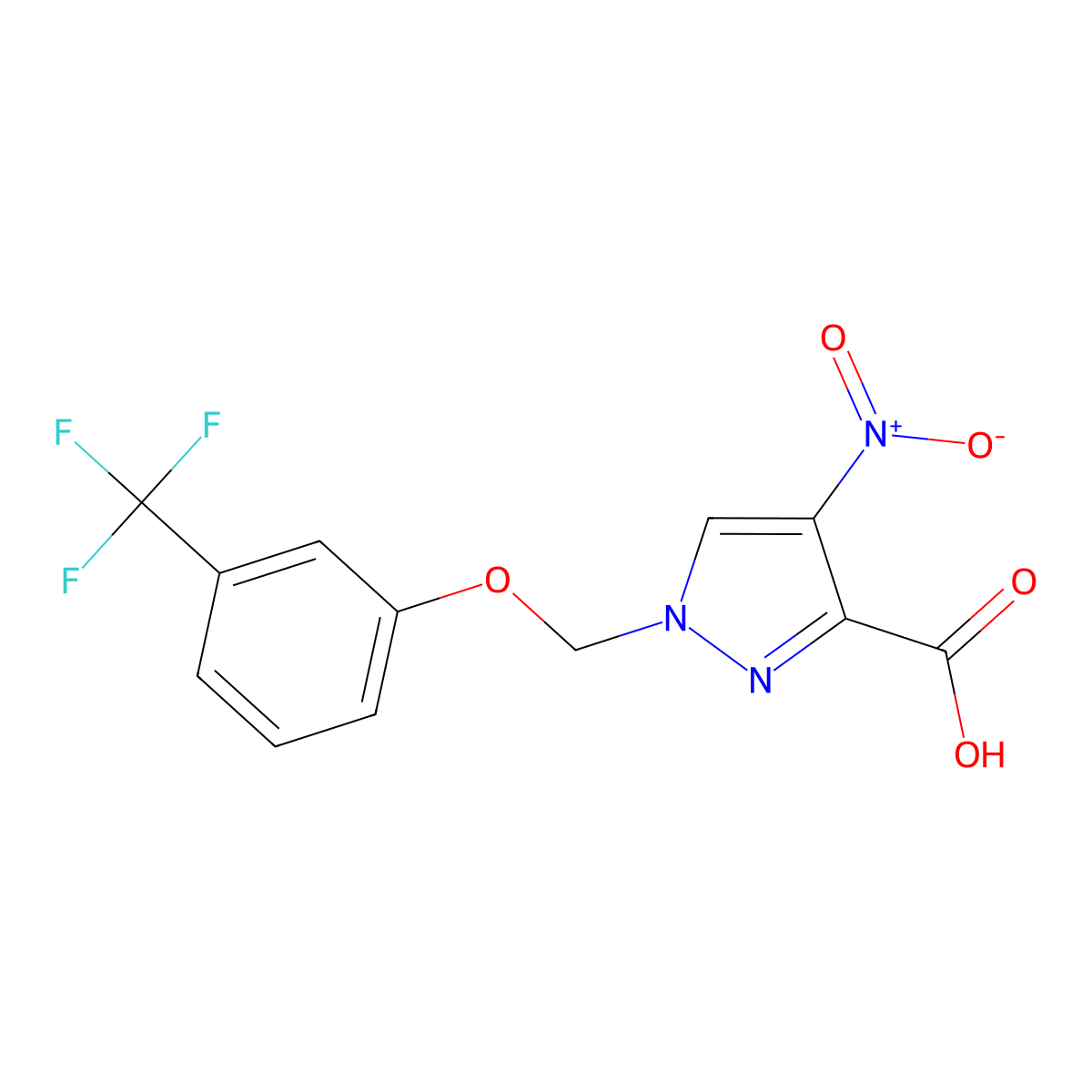 4-Nitro-1-{[3-(trifluoromethyl)phenoxy]methyl}-1H-pyrazole-3-carboxylic acid molecular structure, CAS 1006955-09-4