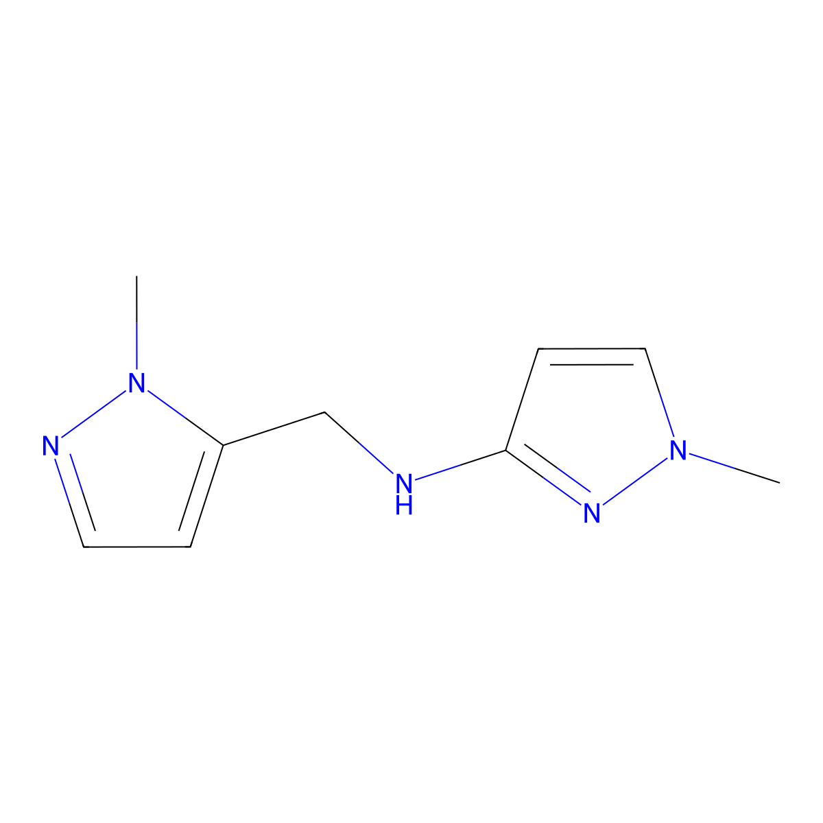 1-Methyl-N-[(1-methyl-1H-pyrazol-5-YL)methyl]-1H-pyrazol-3-amine molecular structure, CAS 1006956-75-7