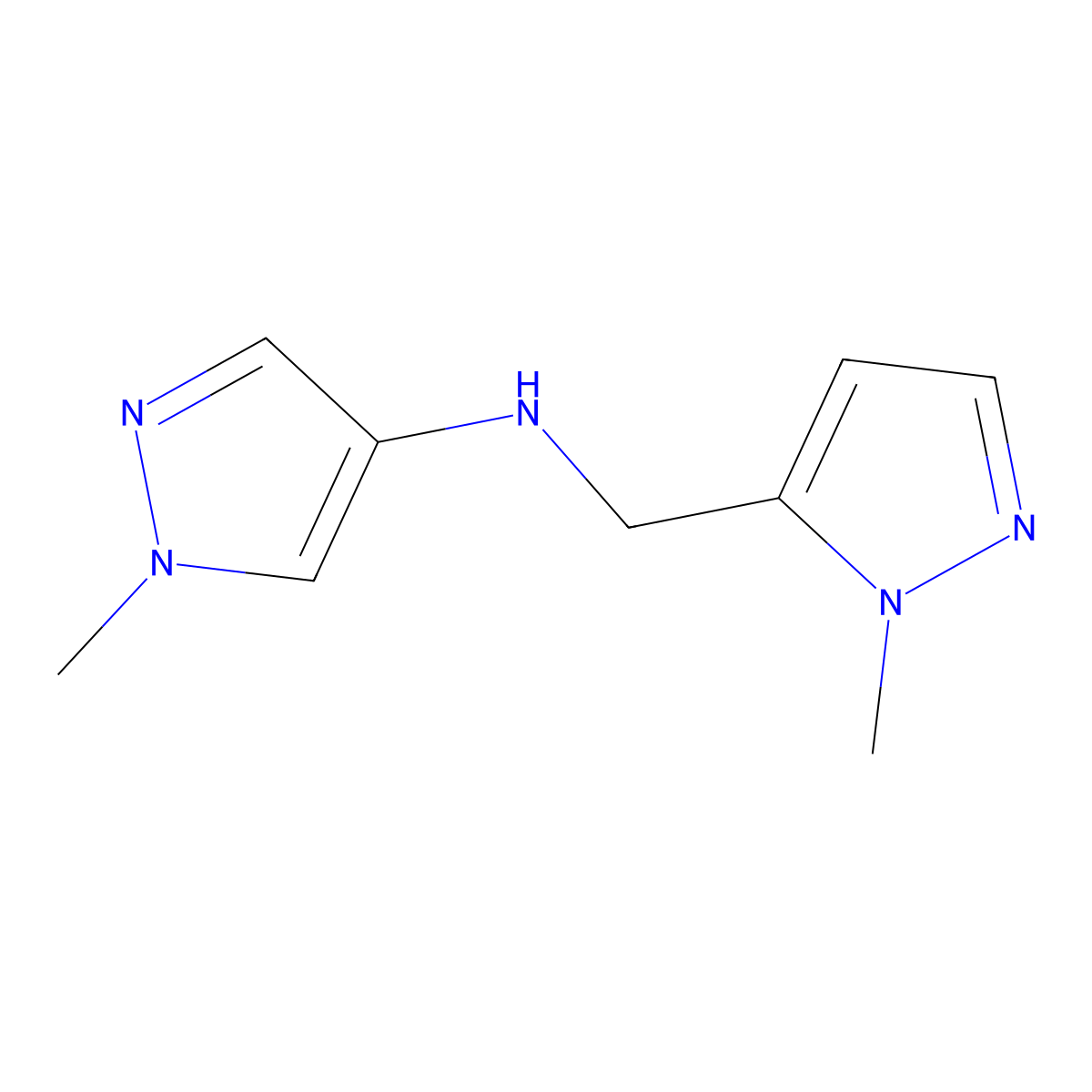 1-Methyl-N-[(1-methyl-1H-pyrazol-5-YL)methyl]-1H-pyrazol-4-amine molecular structure, CAS 1006956-79-1