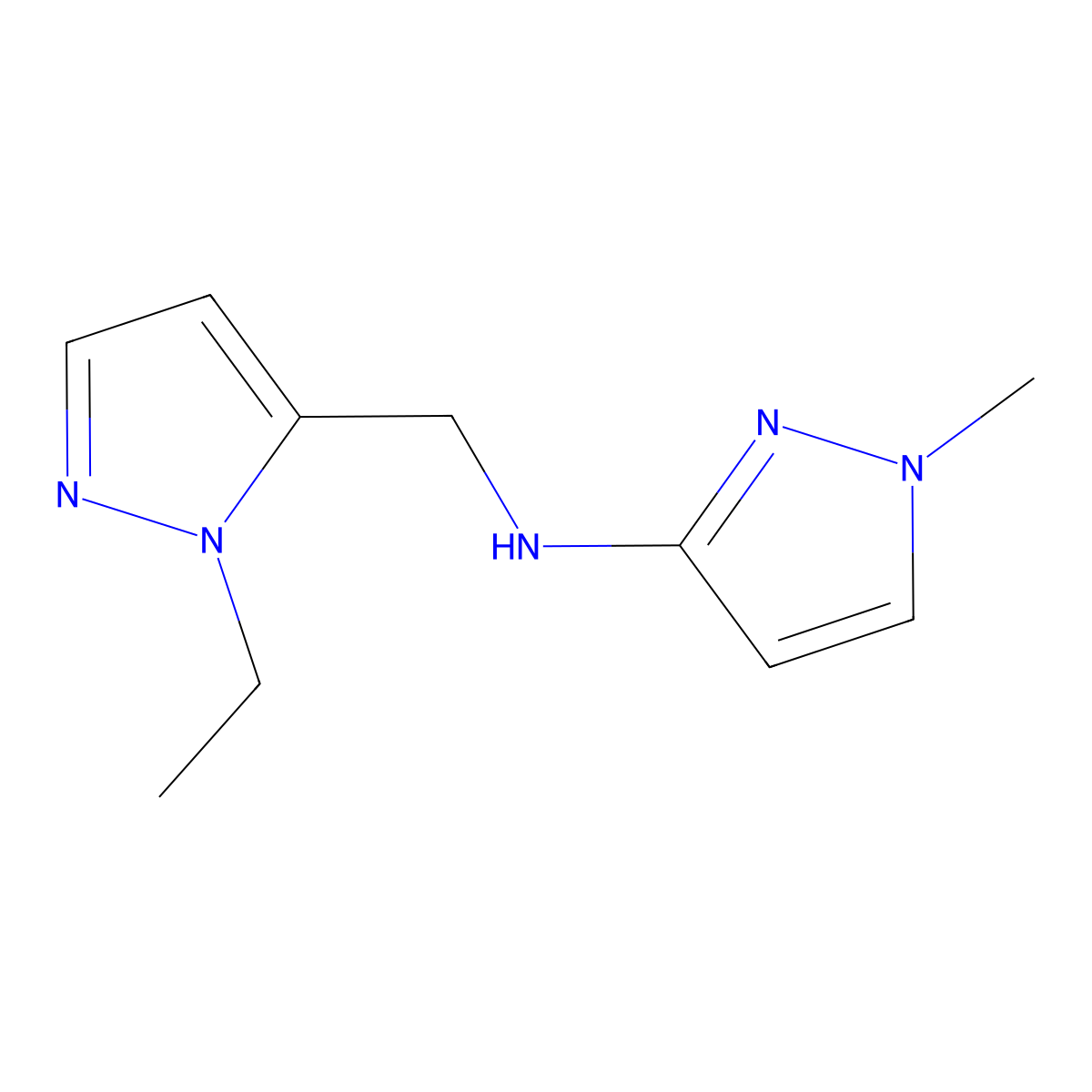 N-[(1-Ethyl-1H-pyrazol-5-YL)methyl]-1-methyl-1H-pyrazol-3-amine molecular structure, CAS 1006956-99-5