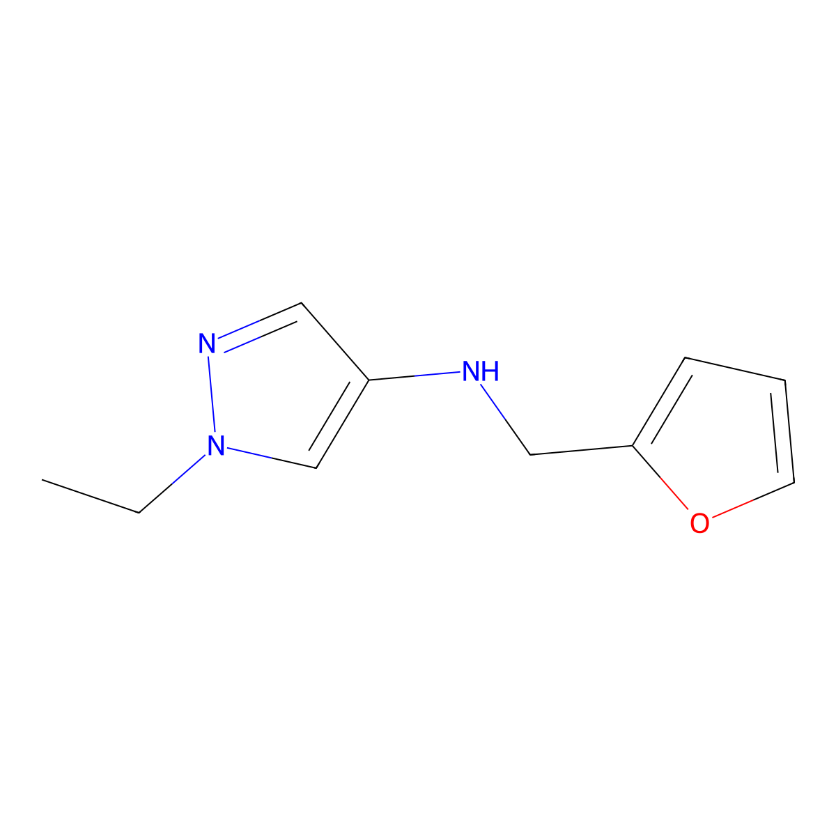 1-ethyl-N-(furan-2-ylmethyl)-1H-pyrazol-4-amine molecular structure, CAS 1006957-12-5