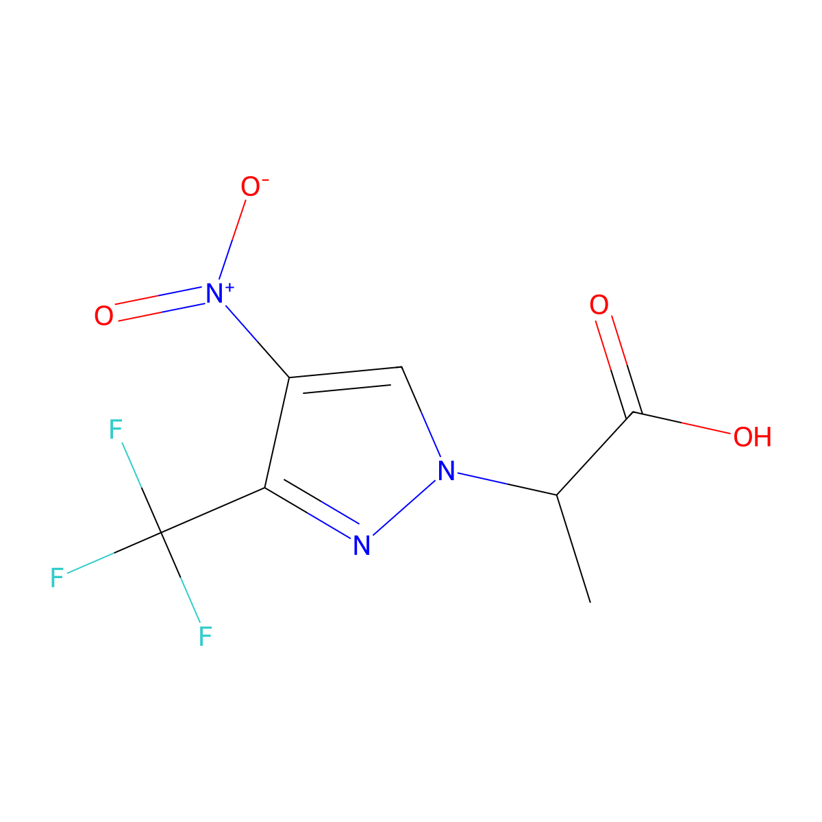 2-[4-nitro-3-(trifluoromethyl)-1H-pyrazol-1-yl]propanoic acid molecular structure, CAS 1006957-20-5