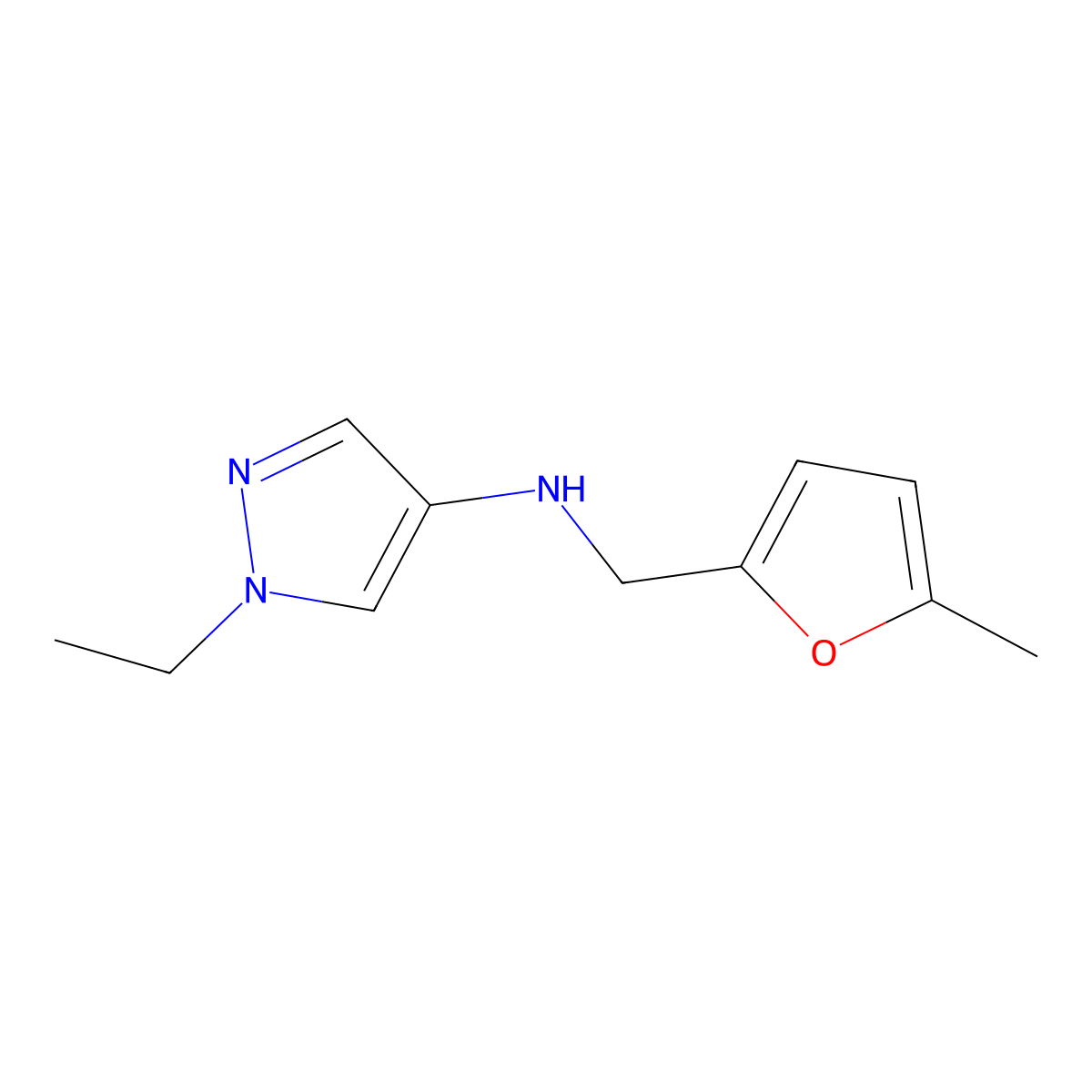 1-Ethyl-N-[(5-methylfuran-2-yl)methyl]-1H-pyrazol-4-amine molecular structure, CAS 1006957-22-7