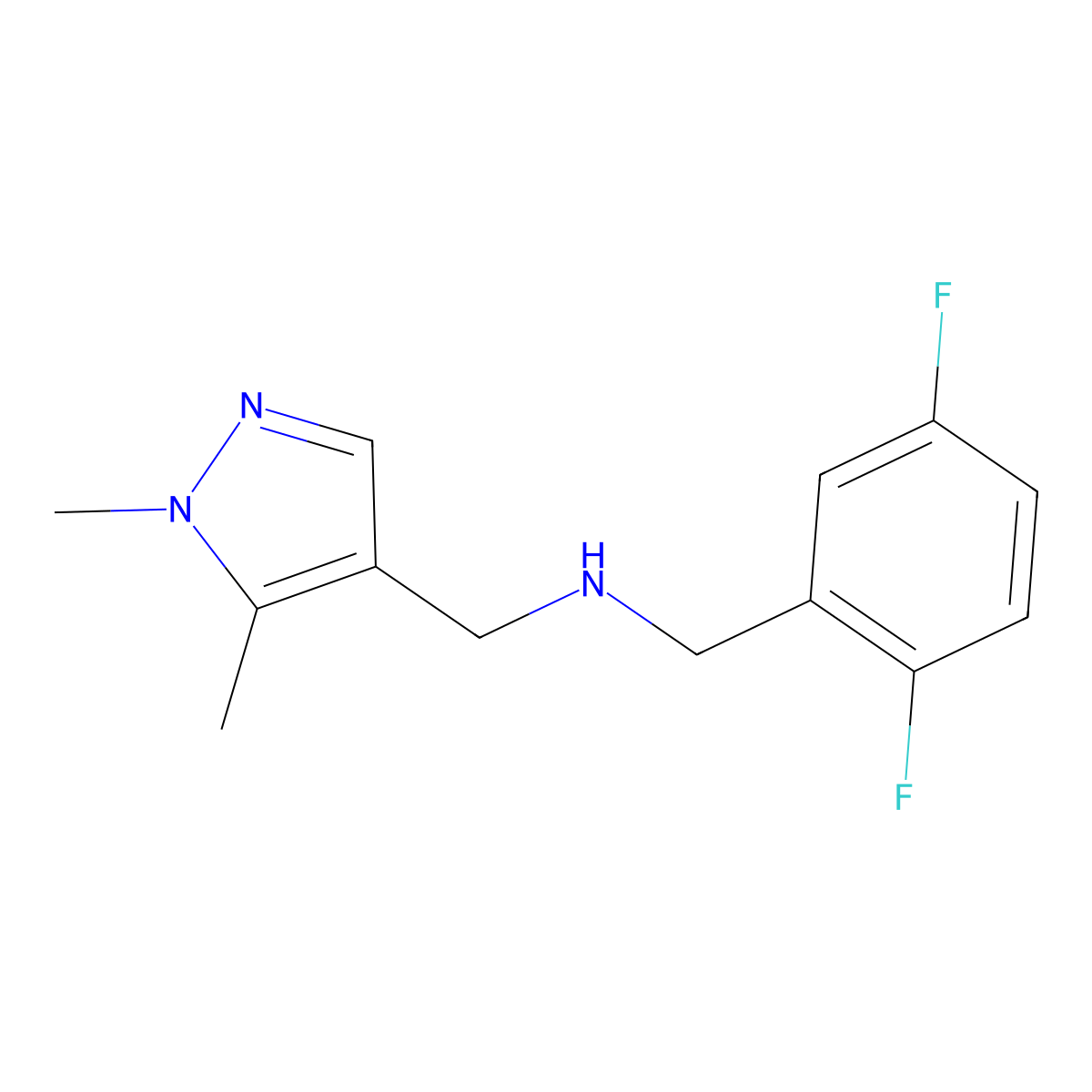 N-(2,5-Difluorobenzyl)-1-(1,5-dimethyl-1H-pyrazol-4-yl)methanamine molecular structure, CAS 1006957-24-9