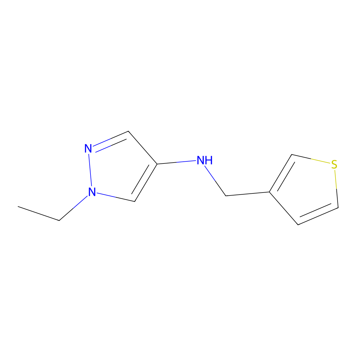 1-ethyl-N-[(thiophen-3-yl)methyl]-1H-pyrazol-4-amine molecular structure, CAS 1006957-27-2