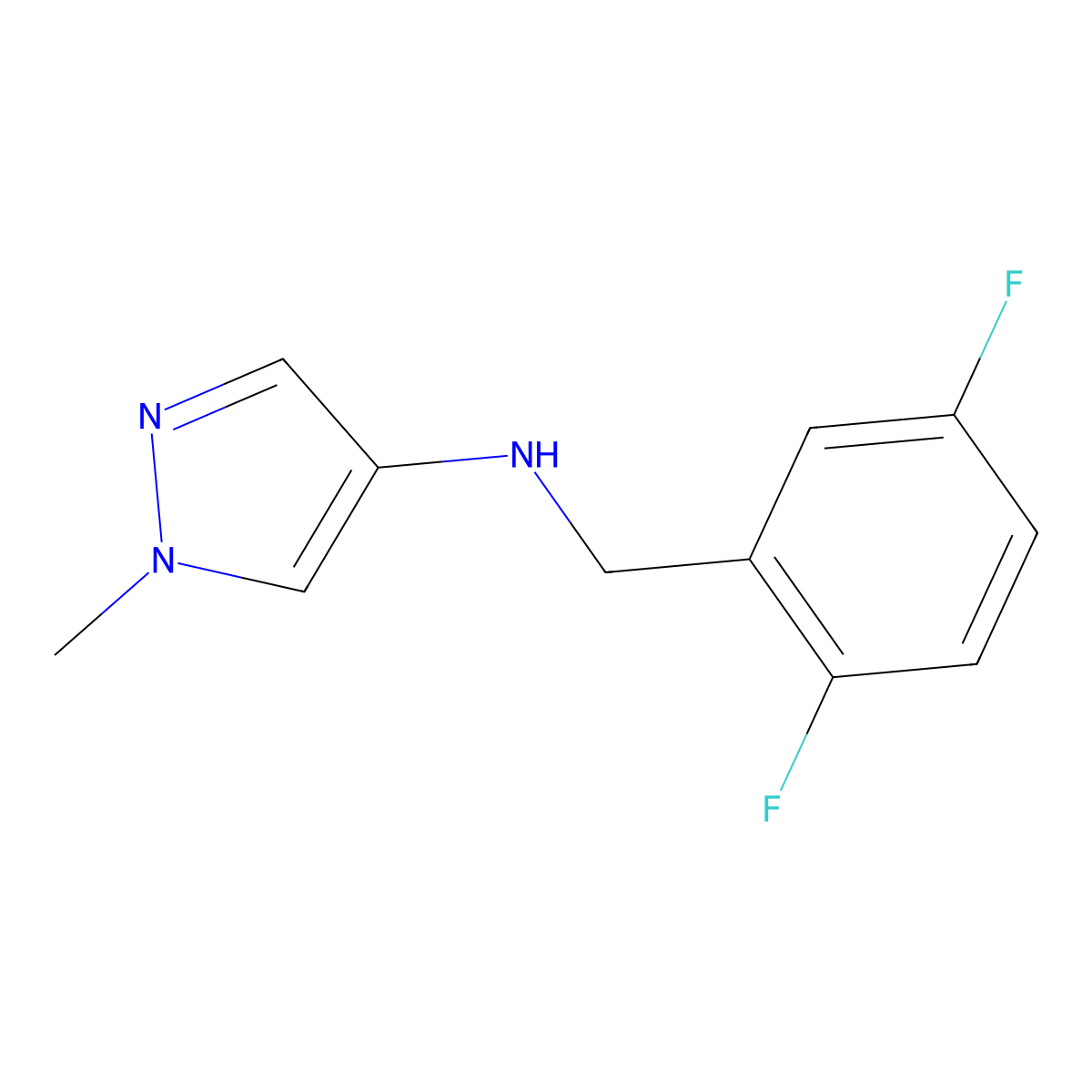 N-(2,5-Difluorobenzyl)-1-methyl-1H-pyrazol-4-amine molecular structure, CAS 1006957-57-8