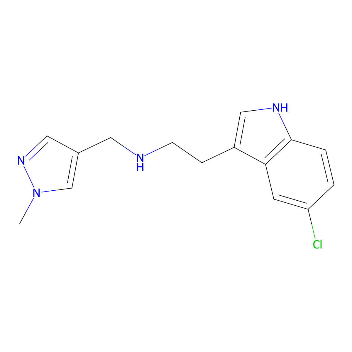 2-(5-Chloro-1H-indol-3-yl)-N-((1-methyl-1H-pyrazol-4-yl)methyl)ethanamine molecular structure, CAS 1006957-87-4