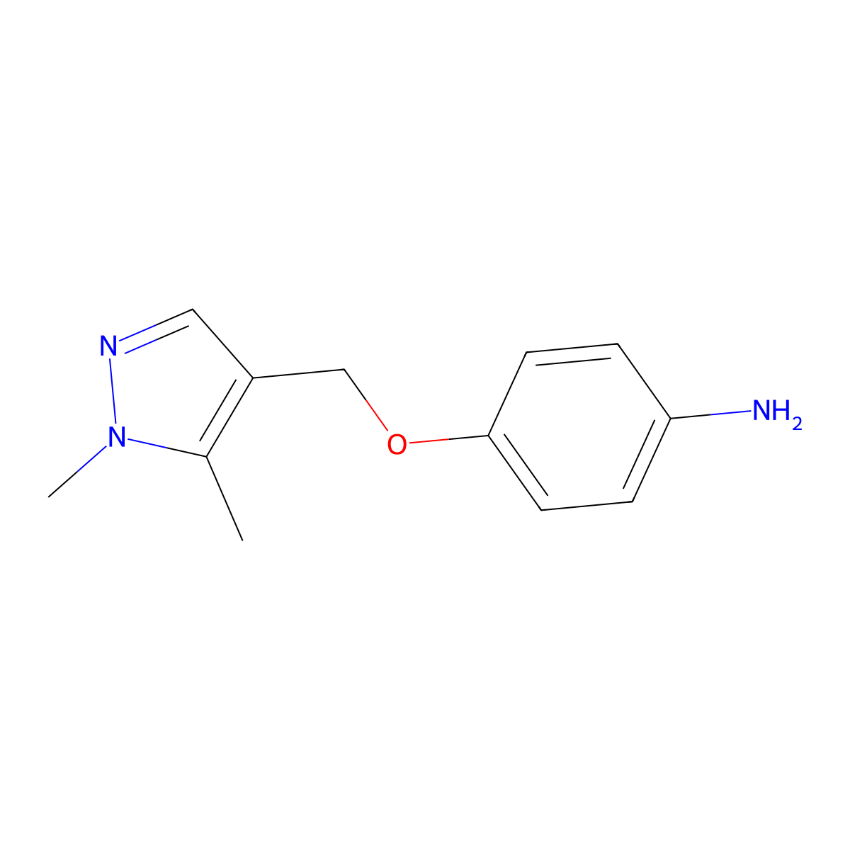 4-((1,5-Dimethyl-1H-pyrazol-4-yl)methoxy)aniline molecular structure, CAS 1006958-85-5