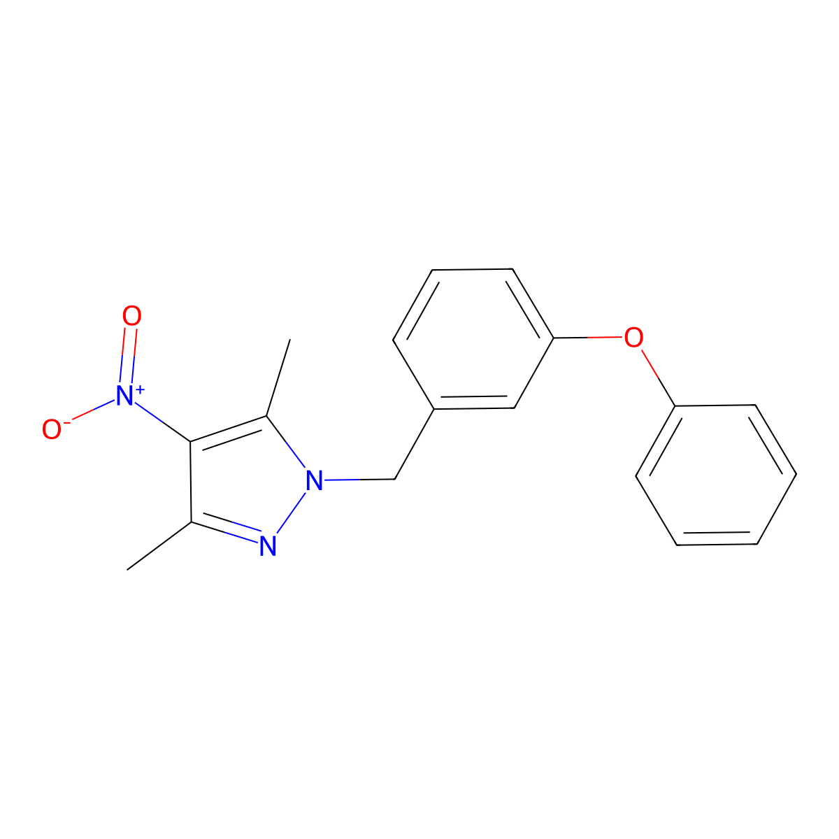 3,5-dimethyl-4-nitro-1-(3-phenoxybenzyl)-1H-pyrazole molecular structure, CAS 1006958-93-5