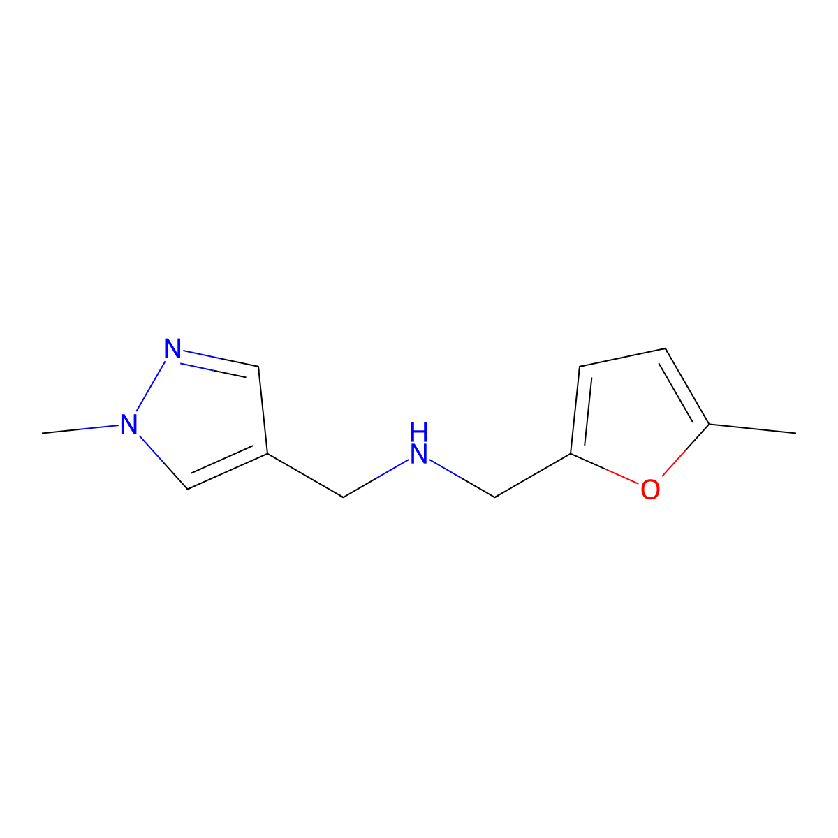 [(1-Methyl-1H-pyrazol-4-yl)methyl][(5-methylfuran-2-yl)methyl]amine molecular structure, CAS 1006959-26-7
