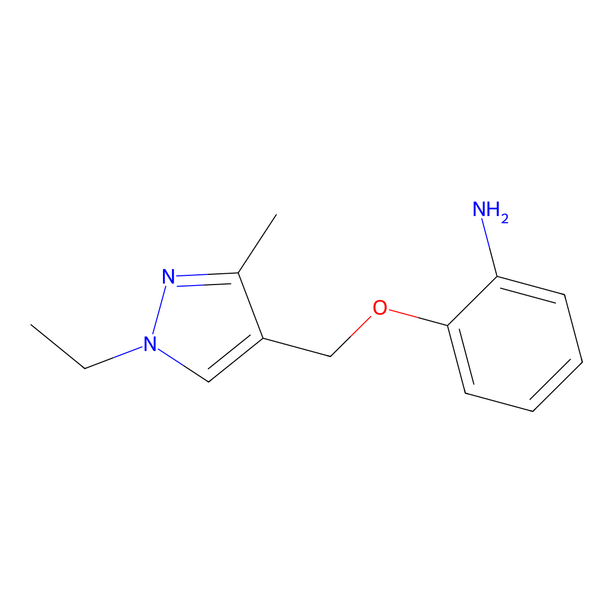 2-((1-Ethyl-3-methyl-1H-pyrazol-4-yl)methoxy)aniline molecular structure, CAS 1006959-28-9