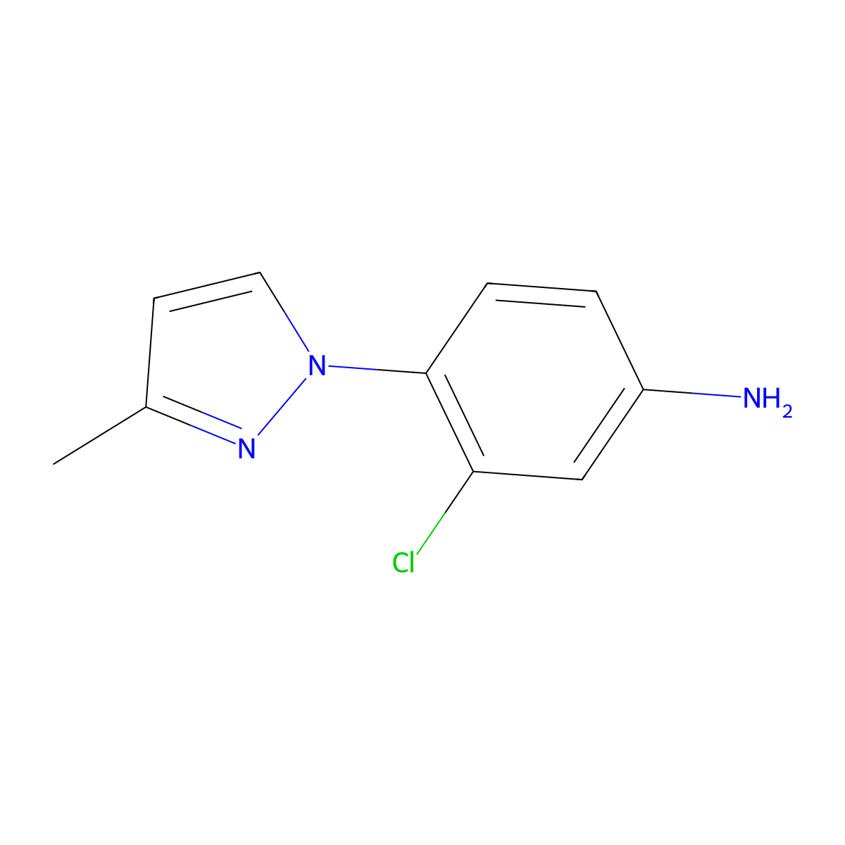 3-Chloro-4-(3-methyl-1H-pyrazol-1-YL)aniline molecular structure, CAS 1006959-47-2