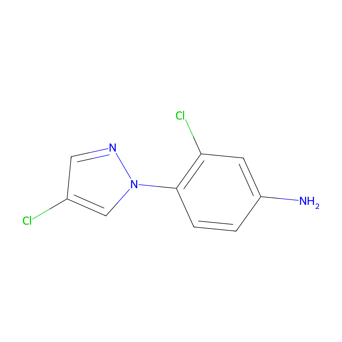 3-chloro-4-(4-chloro-1H-pyrazol-1-yl)aniline molecular structure, CAS 1006959-51-8