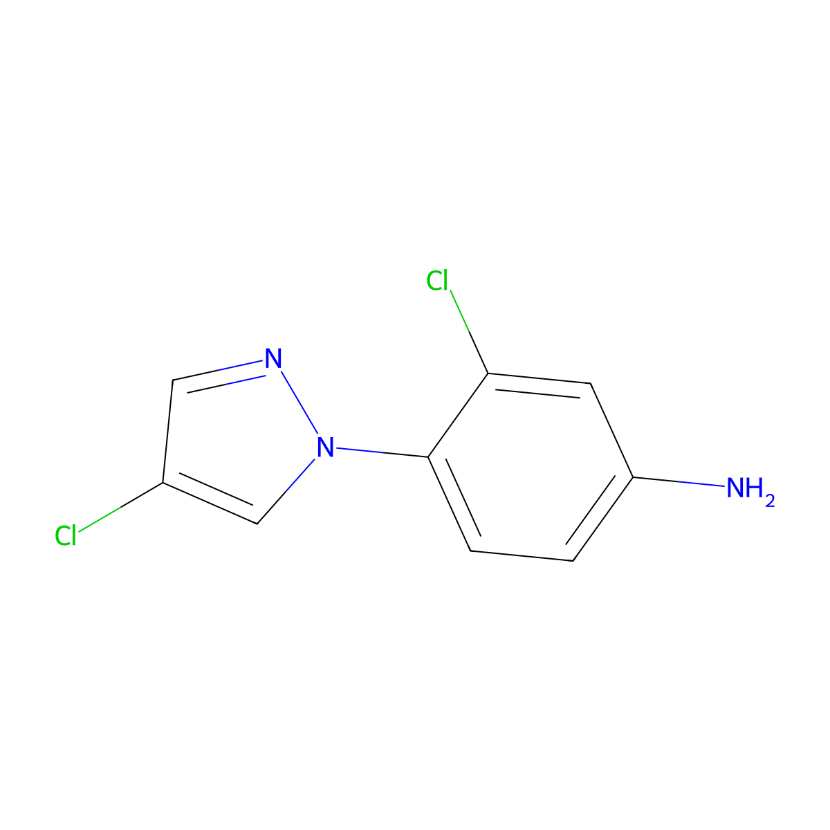 3-chloro-4-(4-chloro-1H-pyrazol-1-yl)aniline molecular structure, CAS 1006959-51-8
