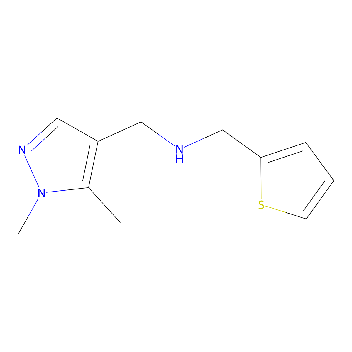 [(1,5-dimethyl-1H-pyrazol-4-yl)methyl][(thiophen-2-yl)methyl]amine molecular structure, CAS 1006959-88-1