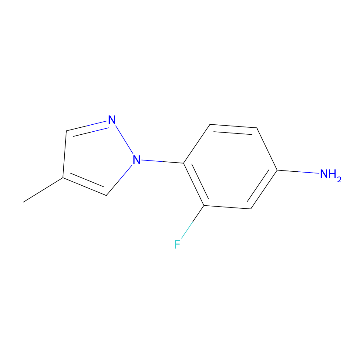 3-fluoro-4-(4-methyl-1H-pyrazol-1-yl)aniline molecular structure, CAS 1006960-79-7