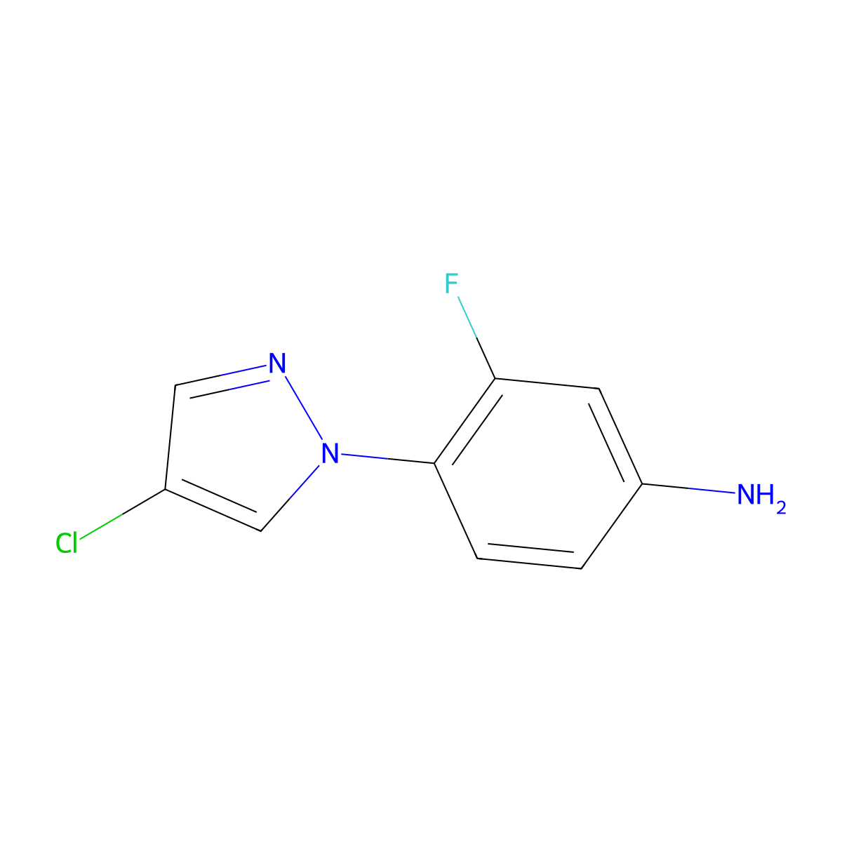 4-(4-chloro-1H-pyrazol-1-yl)-3-fluoroaniline molecular structure, CAS 1006960-83-3