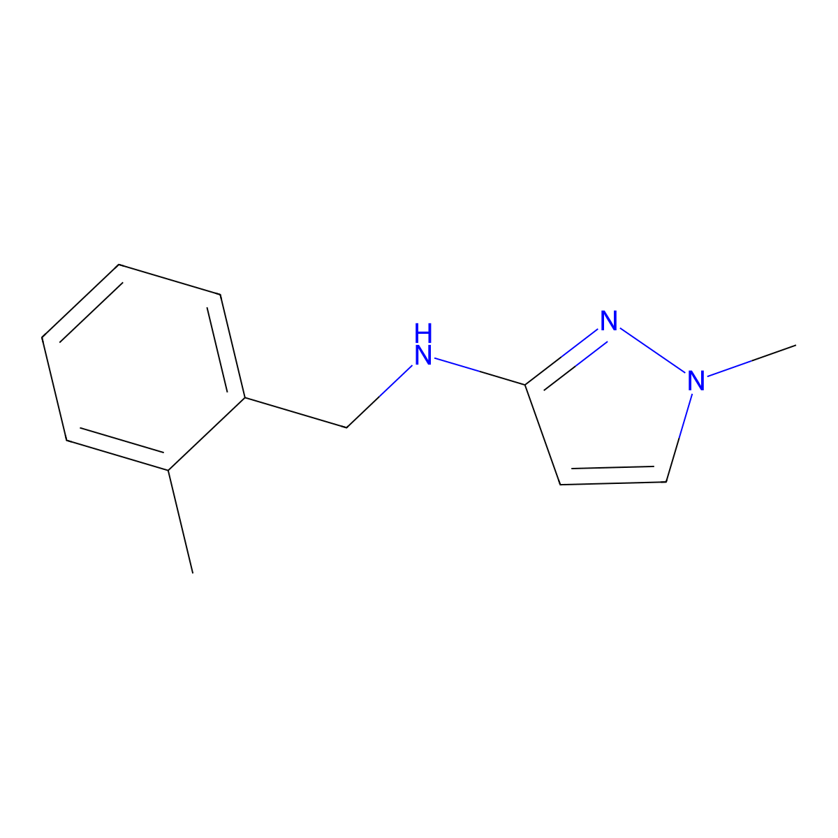1-Methyl-N-(2-methylbenzyl)-1H-pyrazol-3-amine molecular structure, CAS 1006960-95-7