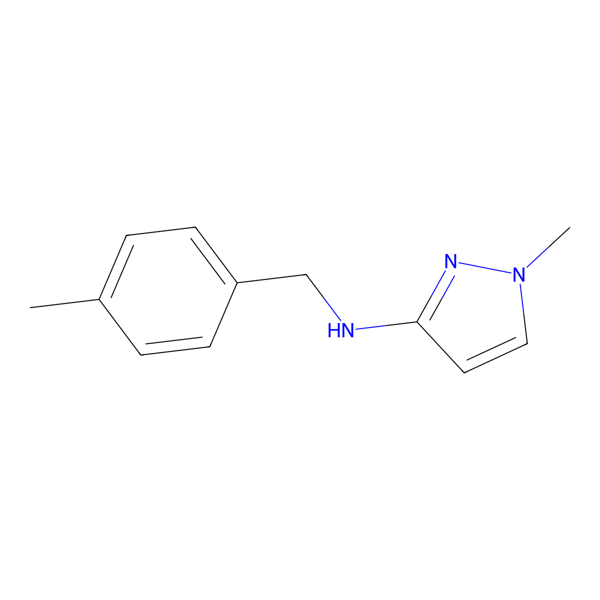 1-Methyl-N-[(4-methylphenyl)methyl]-1H-pyrazol-3-amine molecular structure, CAS 1006961-00-7