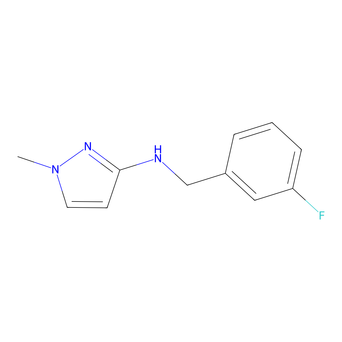 N-[(3-Fluorophenyl)methyl]-1-methyl-1H-pyrazol-3-amine molecular structure, CAS 1006961-06-3