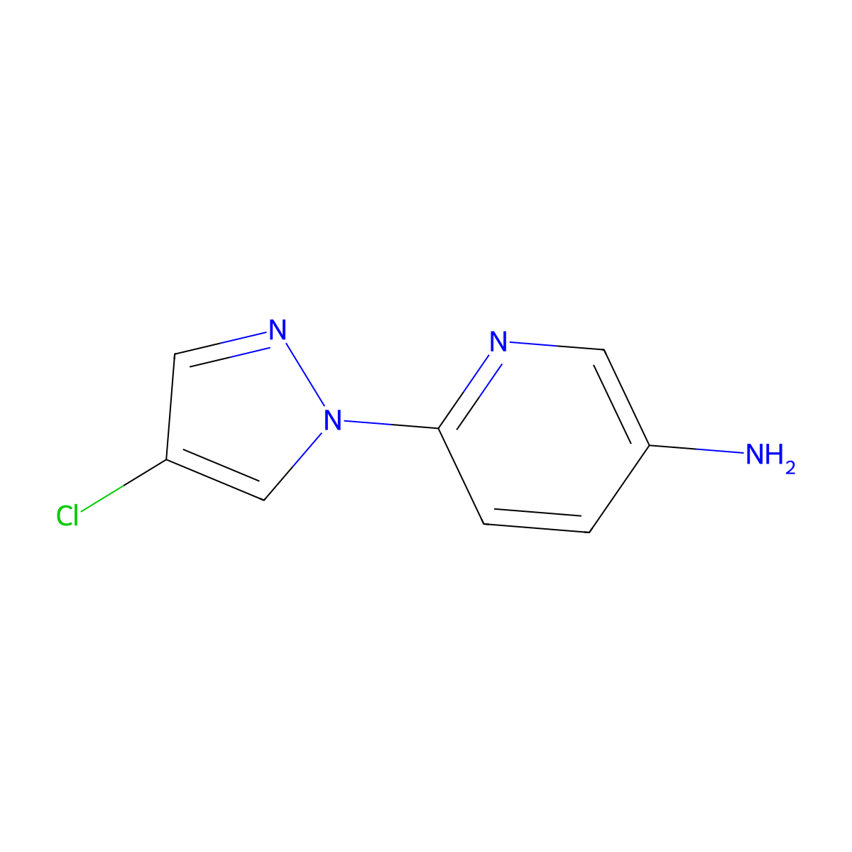 6-(4-chloro-1H-pyrazol-1-yl)pyridin-3-amine molecular structure, CAS 1006961-40-5