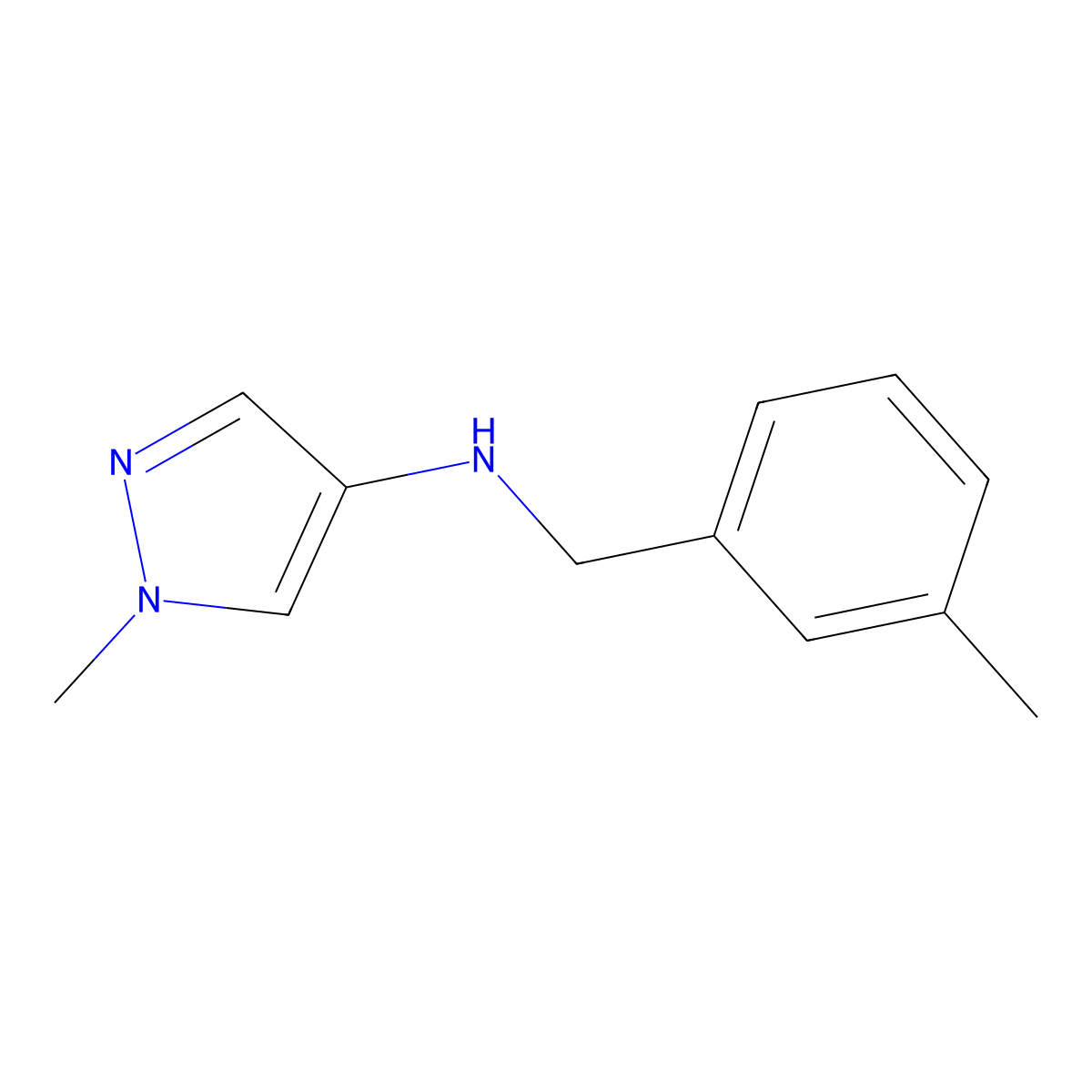 1-Methyl-N-(3-methylbenzyl)-1H-pyrazol-4-amine molecular structure, CAS 1006961-63-2