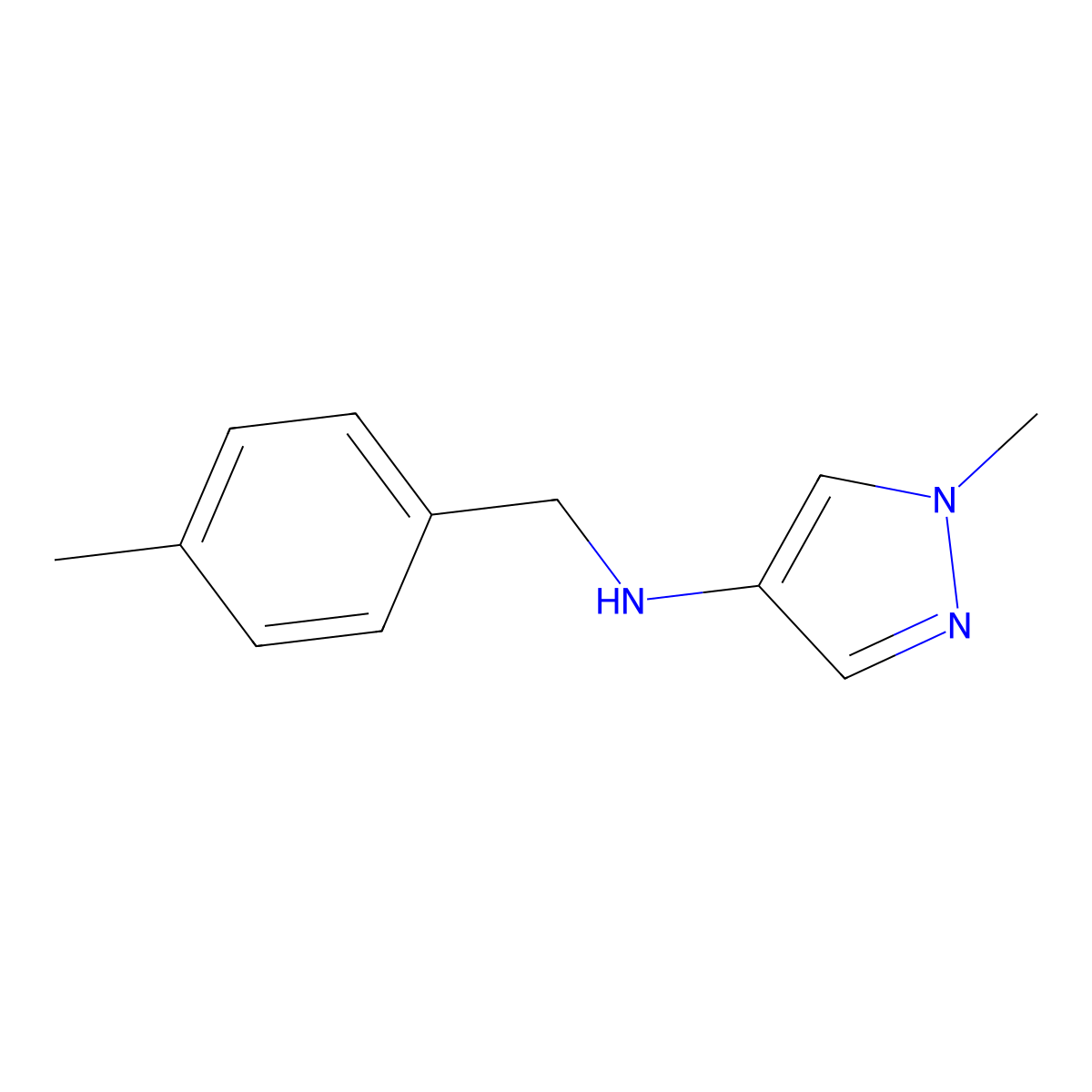 1-Methyl-N-(4-methylbenzyl)-1H-pyrazol-4-amine molecular structure, CAS 1006961-67-6