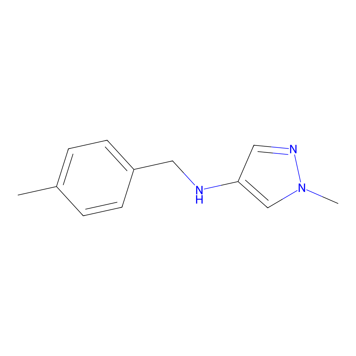 1-Methyl-N-(4-methylbenzyl)-1H-pyrazol-4-amine molecular structure, CAS 1006961-67-6