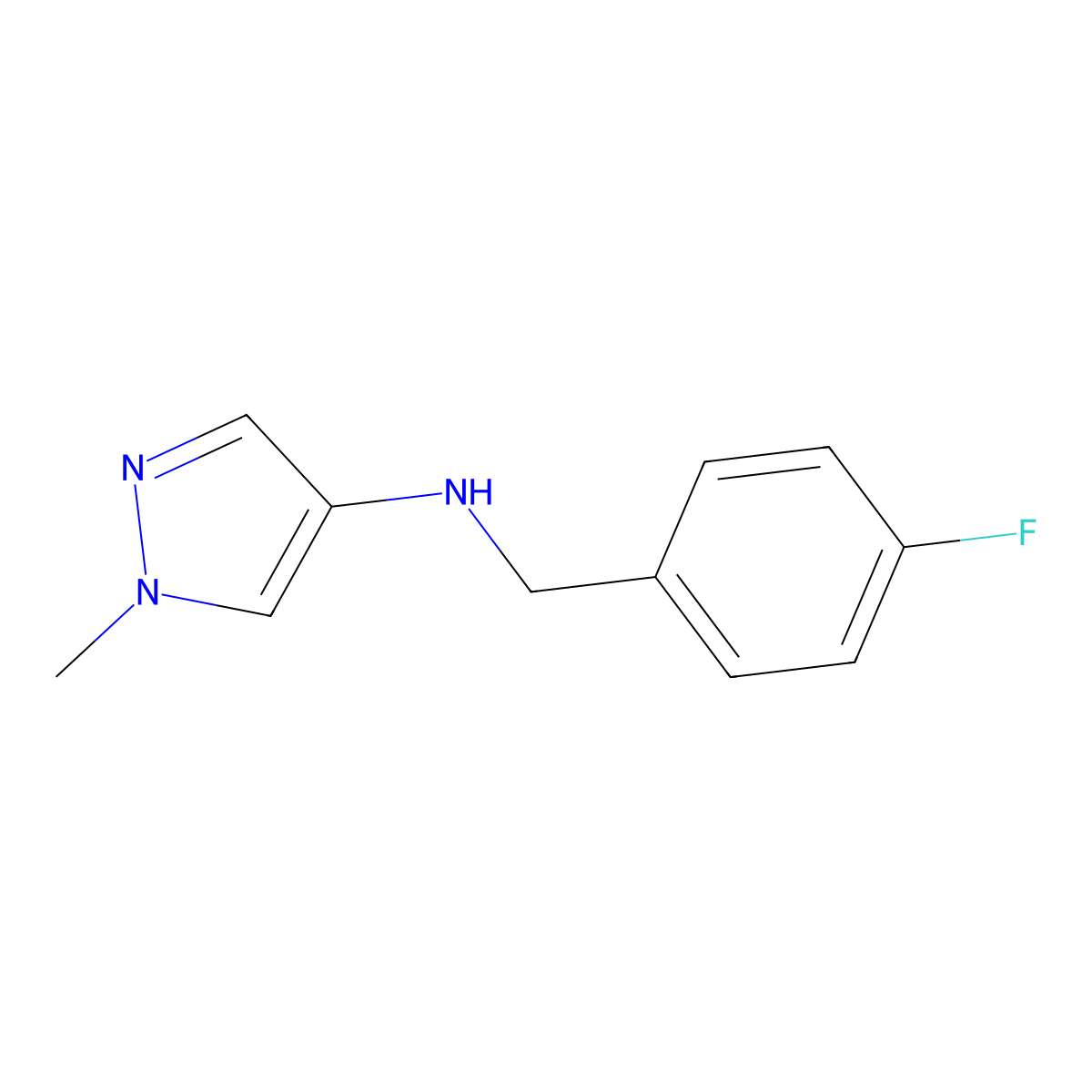 N-[(4-Fluorophenyl)methyl]-1-methyl-1H-pyrazol-4-amine molecular structure, CAS 1006961-72-3