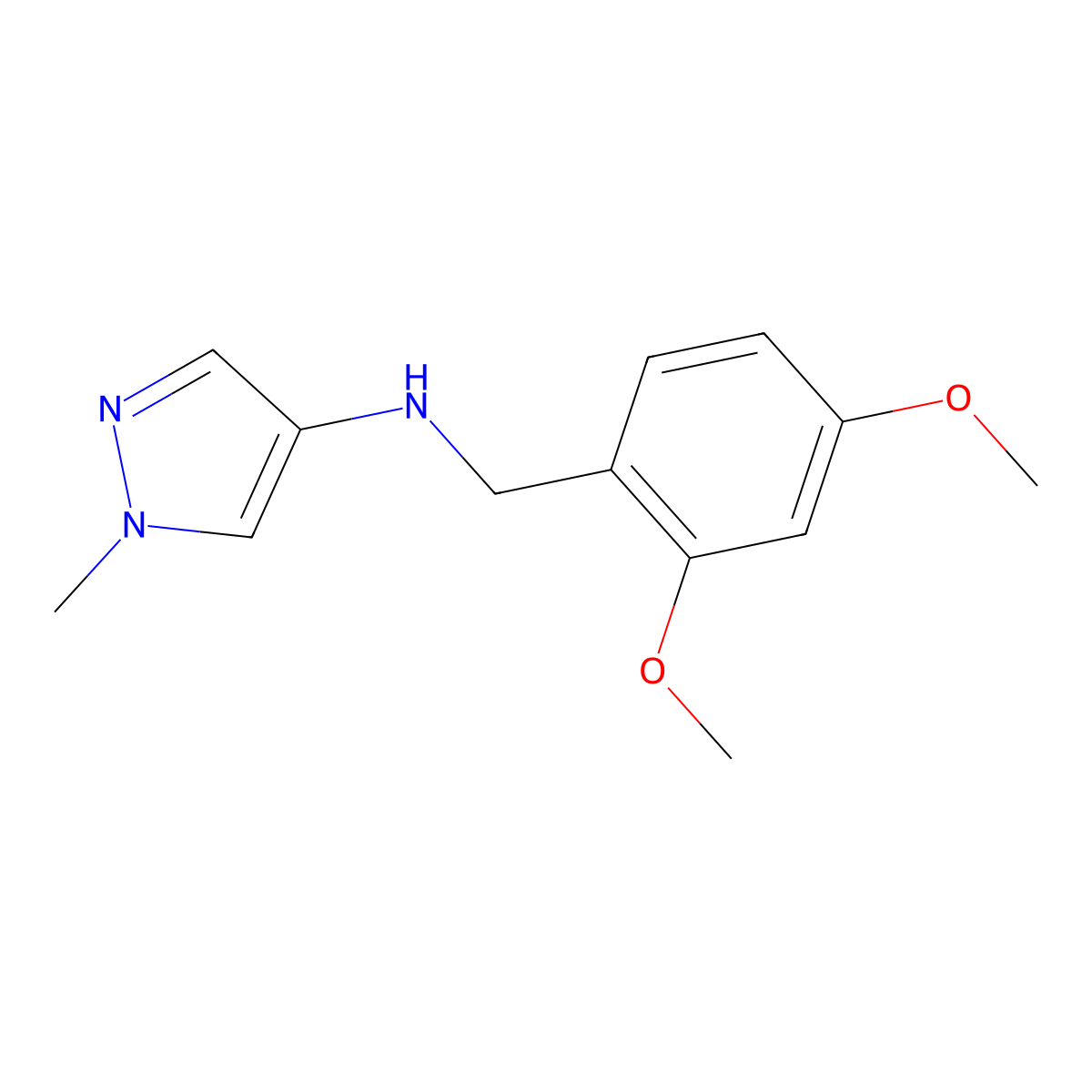N-[(2,4-dimethoxyphenyl)methyl]-1-methyl-1H-pyrazol-4-amine molecular structure, CAS 1006961-97-2
