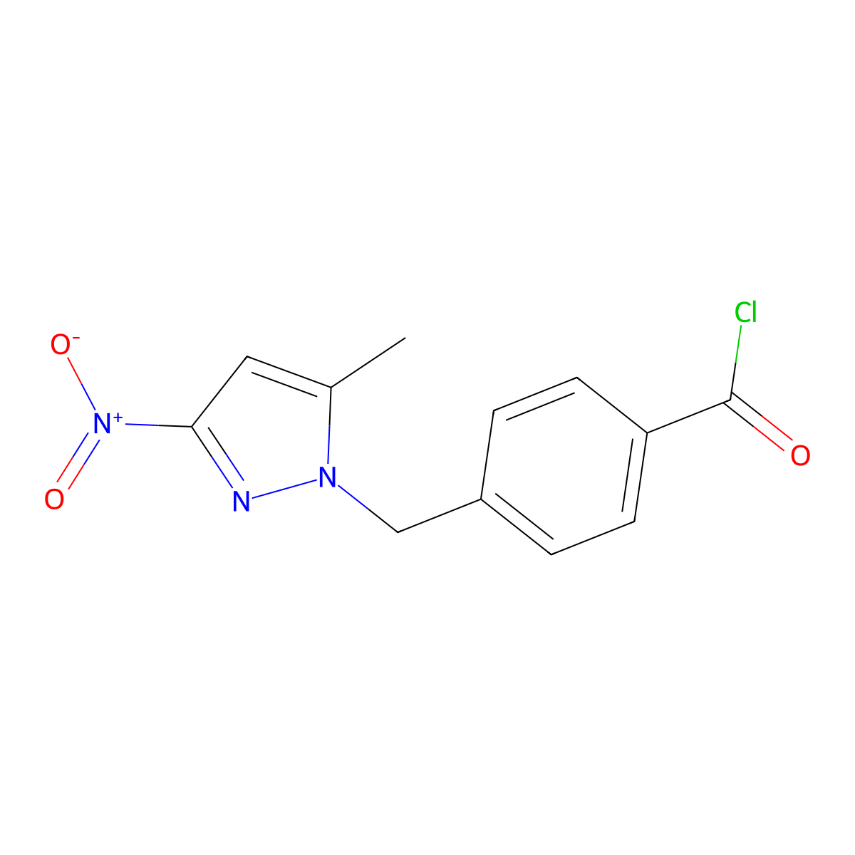 4-[(5-methyl-3-nitro-1H-pyrazol-1-yl)methyl]benzoyl chloride molecular structure, CAS 1006962-30-6