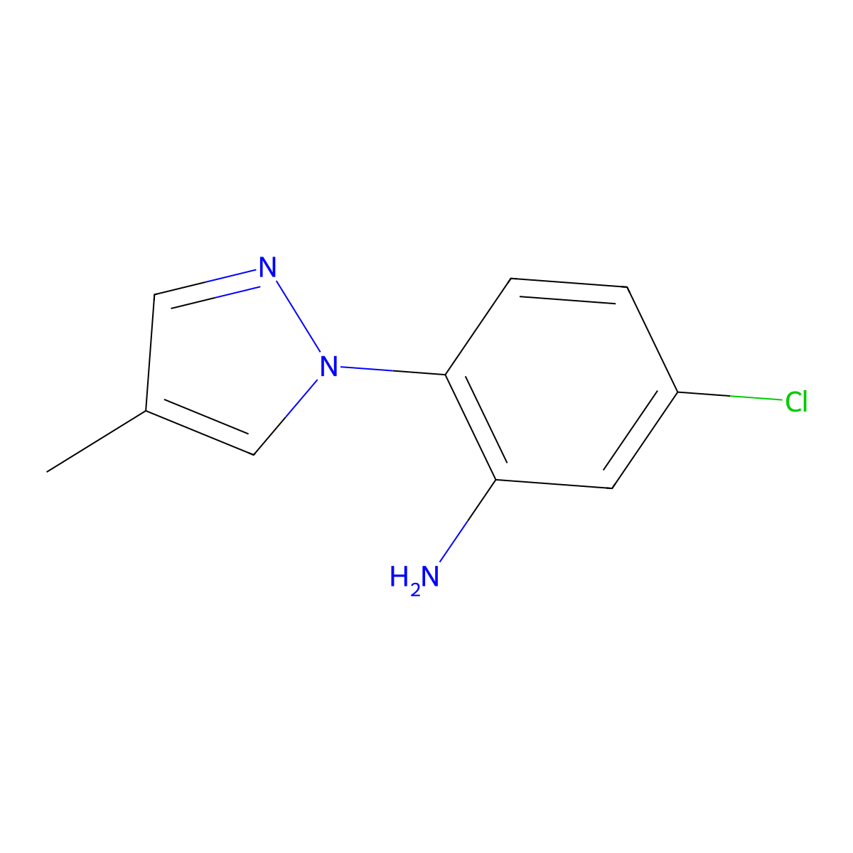 5-chloro-2-(4-methyl-1H-pyrazol-1-yl)aniline molecular structure, CAS 1006962-36-2