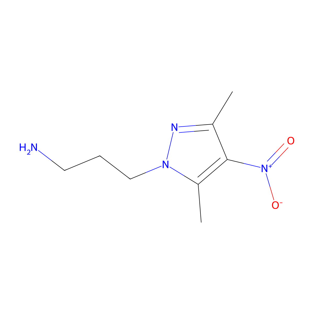 3-(3,5-dimethyl-4-nitro-1H-pyrazol-1-yl)propan-1-amine molecular structure, CAS 1006962-55-5