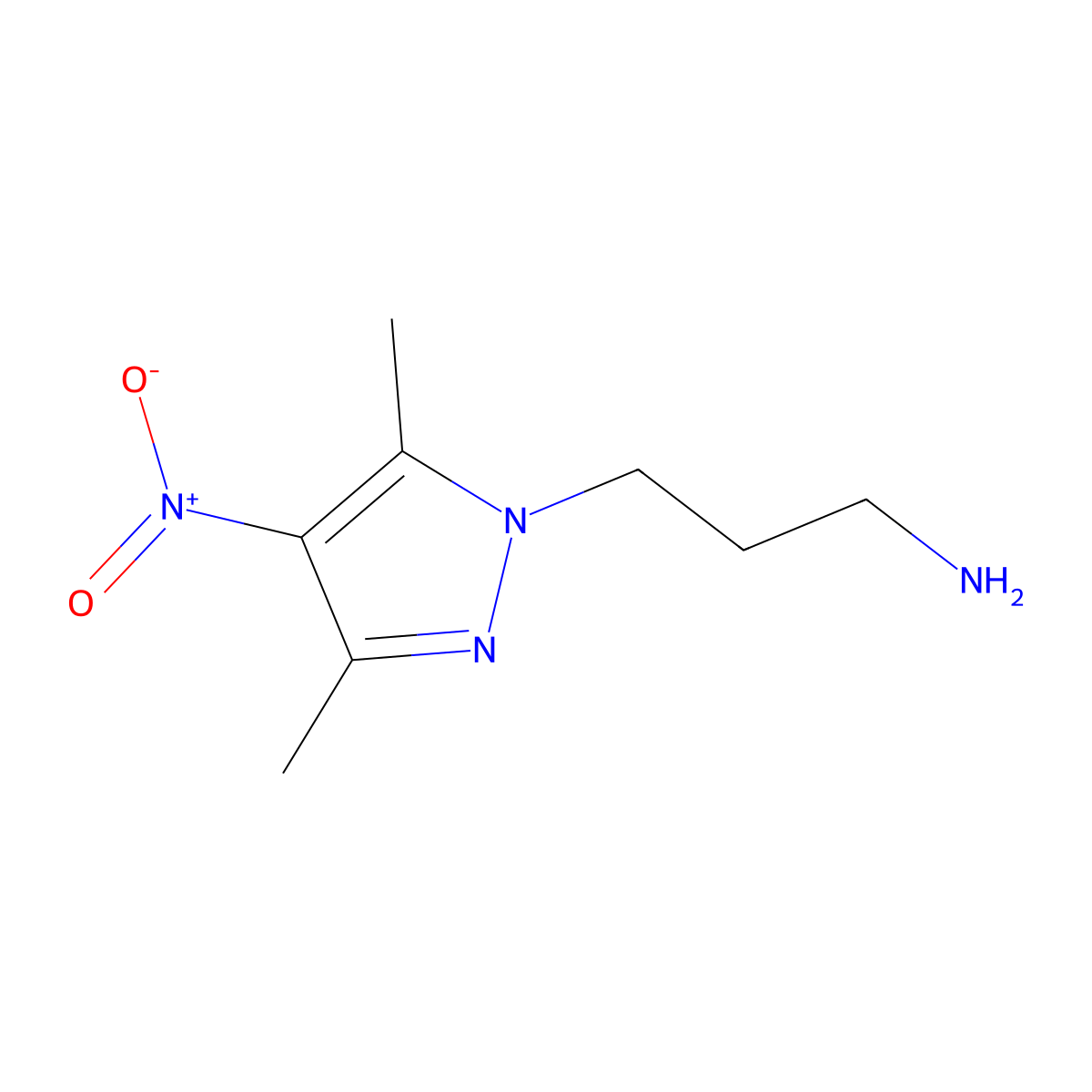 3-(3,5-dimethyl-4-nitro-1H-pyrazol-1-yl)propan-1-amine molecular structure, CAS 1006962-55-5