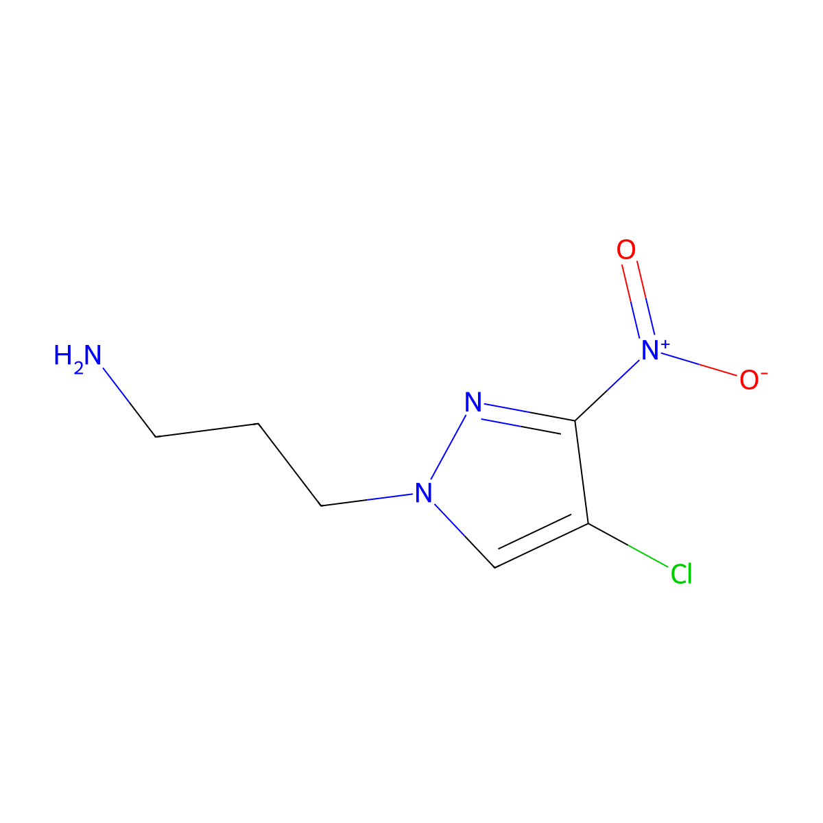 3-(4-chloro-3-nitro-1H-pyrazol-1-yl)propan-1-amine molecular structure, CAS 1006962-60-2