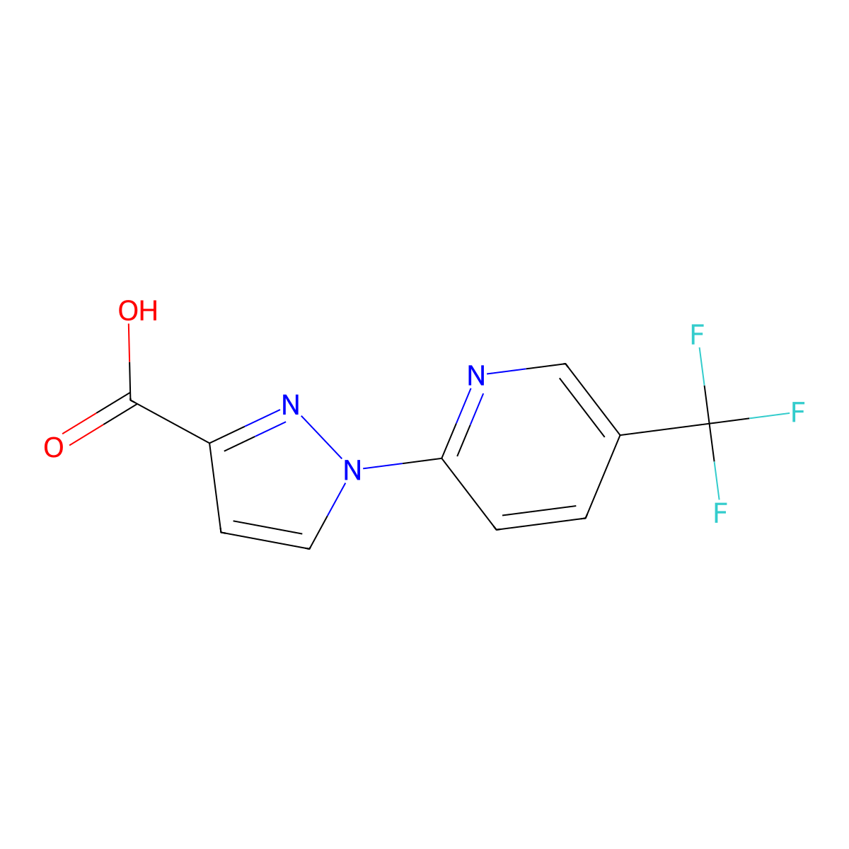 1-[5-(trifluoromethyl)pyridin-2-yl]-1H-pyrazole-3-carboxylic acid molecular structure, CAS 1006962-72-6