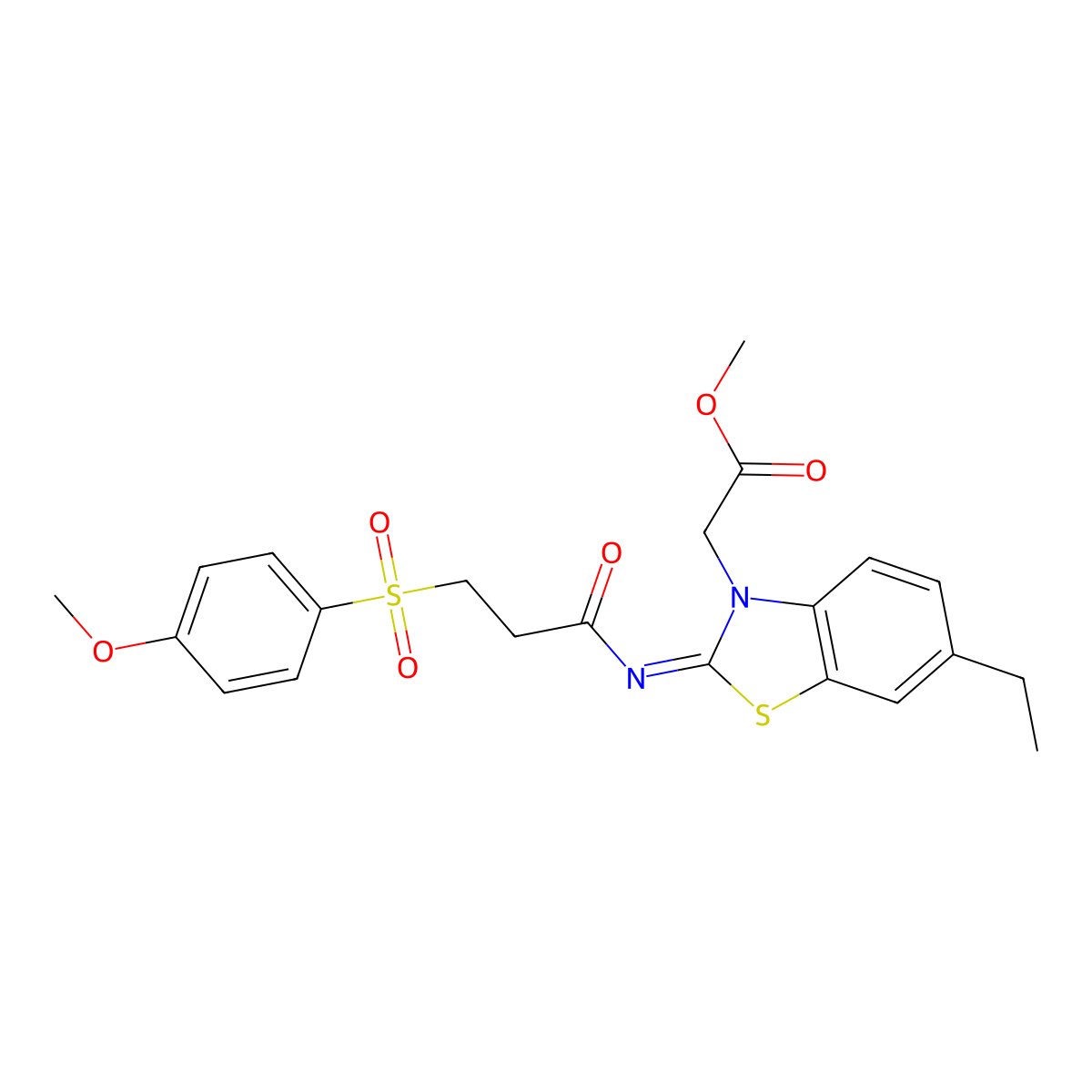 (E)-methyl 2-(6-ethyl-2-((3-((4-methoxyphenyl)sulfonyl)propanoyl)imino)benzo[d]thiazol-3(2H)-yl)acetate molecular structure, CAS 1006964-56-2