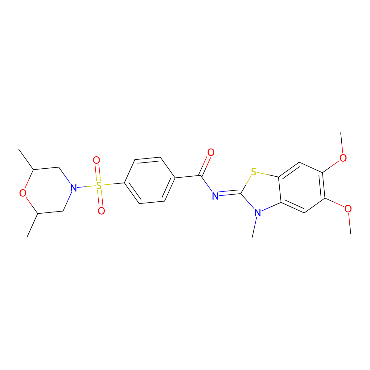 (Z)-N-(5,6-dimethoxy-3-methylbenzo[d]thiazol-2(3H)-ylidene)-4-((2,6-dimethylmorpholino)sulfonyl)benzamide molecular structure, CAS 1006965-93-0