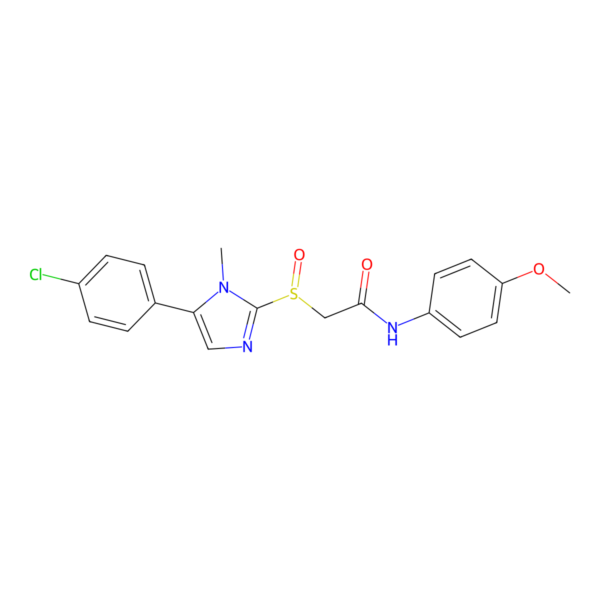 2-((5-(4-chlorophenyl)-1-methyl-1H-imidazol-2-yl)sulfinyl)-N-(4-methoxyphenyl)acetamide molecular structure, CAS 1006973-76-7